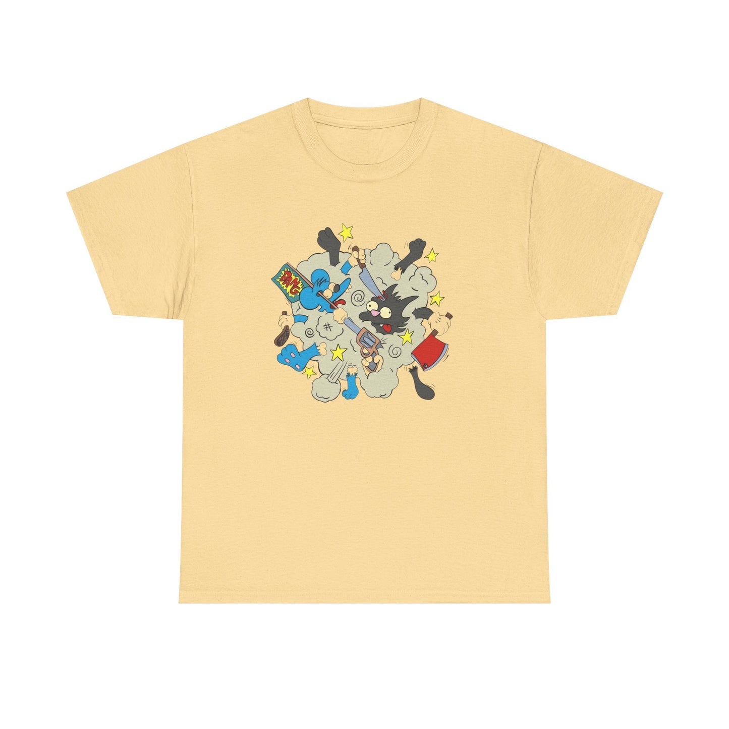 Itchy And Scratchy Show Funny Graphic T-Shirt Comfy Cotton Tee Brand NEW