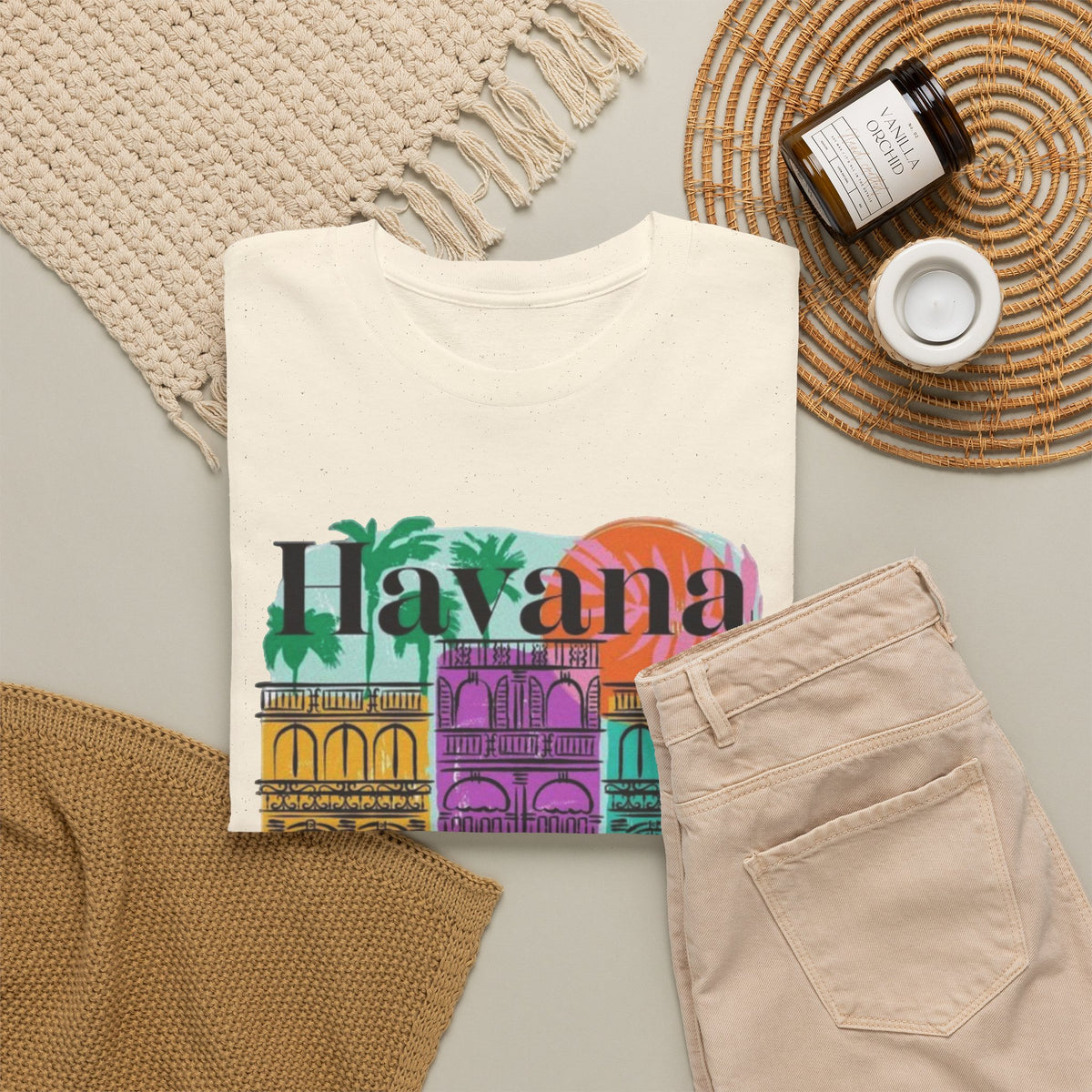 Havana Cuba Graphic T Shirt Men's Retro Travel Art Heavy Cotton Tee