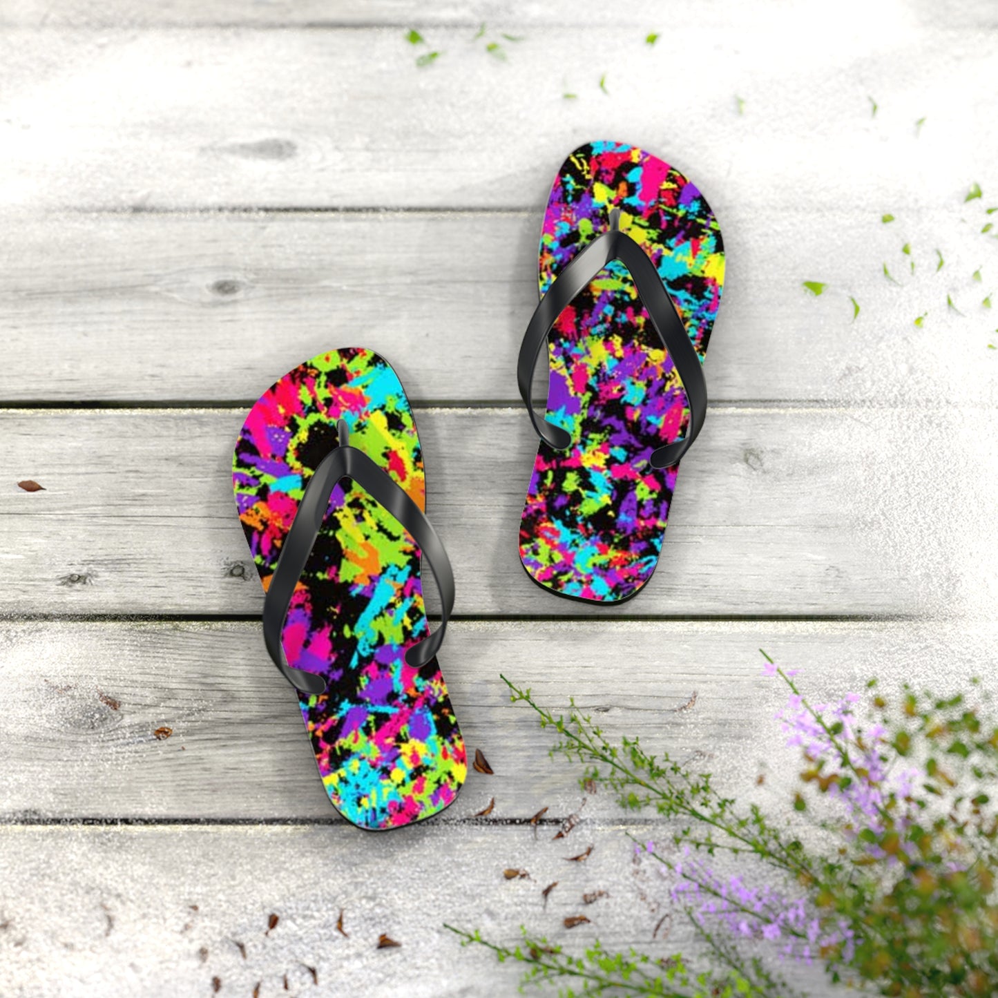 90s Retro Paint Flip Flops, Sandals Slides, Summer Footwear, Brand New