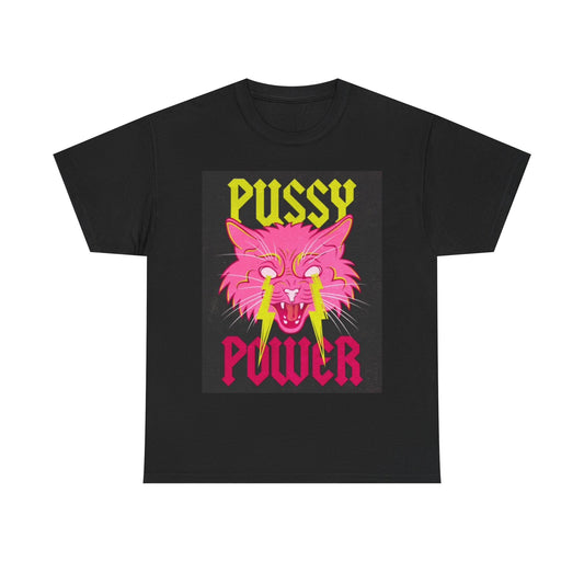 Pussy Power Shirt Demon Kitty graphic Cat Eyes Unisex Heavy Cotton Tee