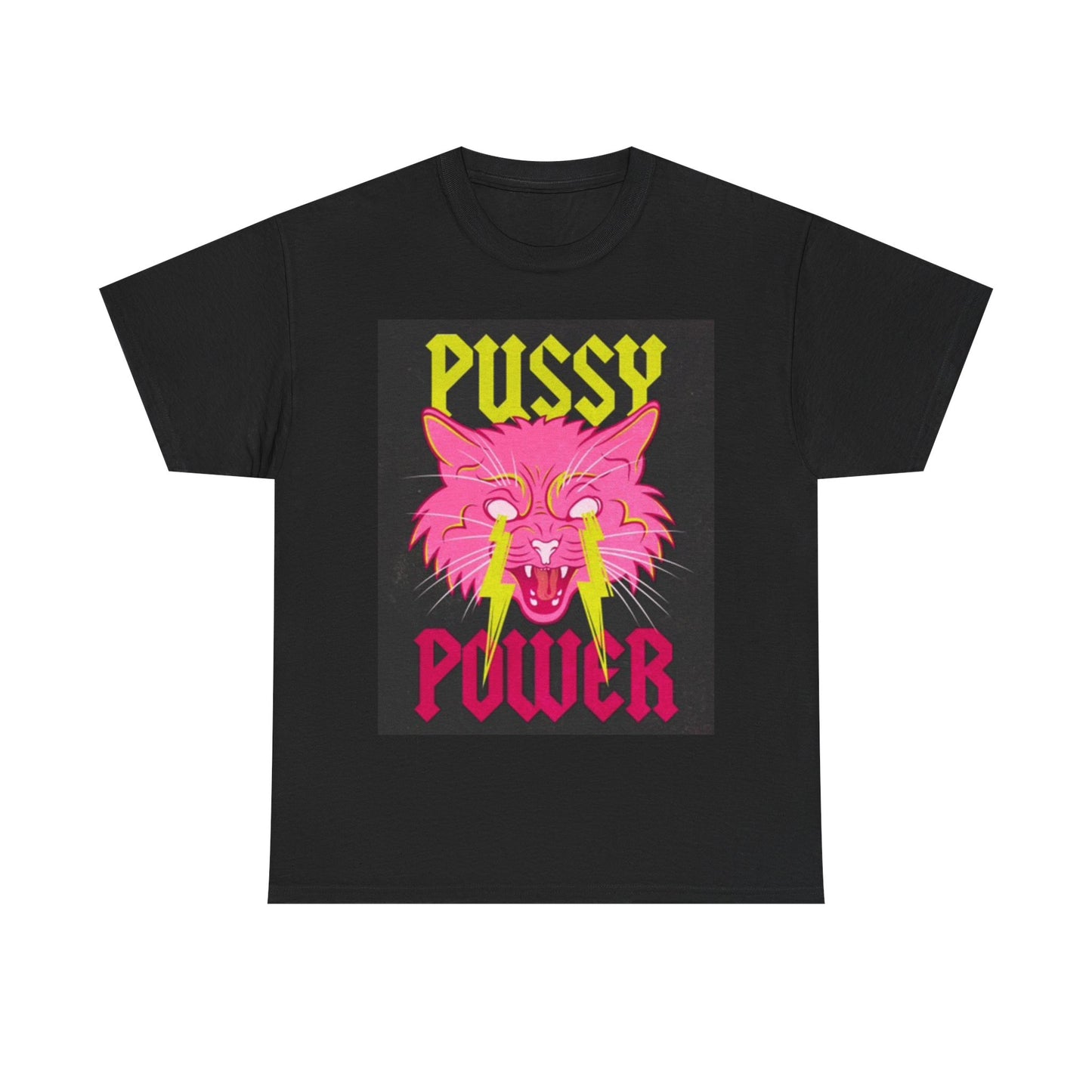 Pussy Power Shirt Demon Kitty graphic Cat Eyes Unisex Heavy Cotton Tee