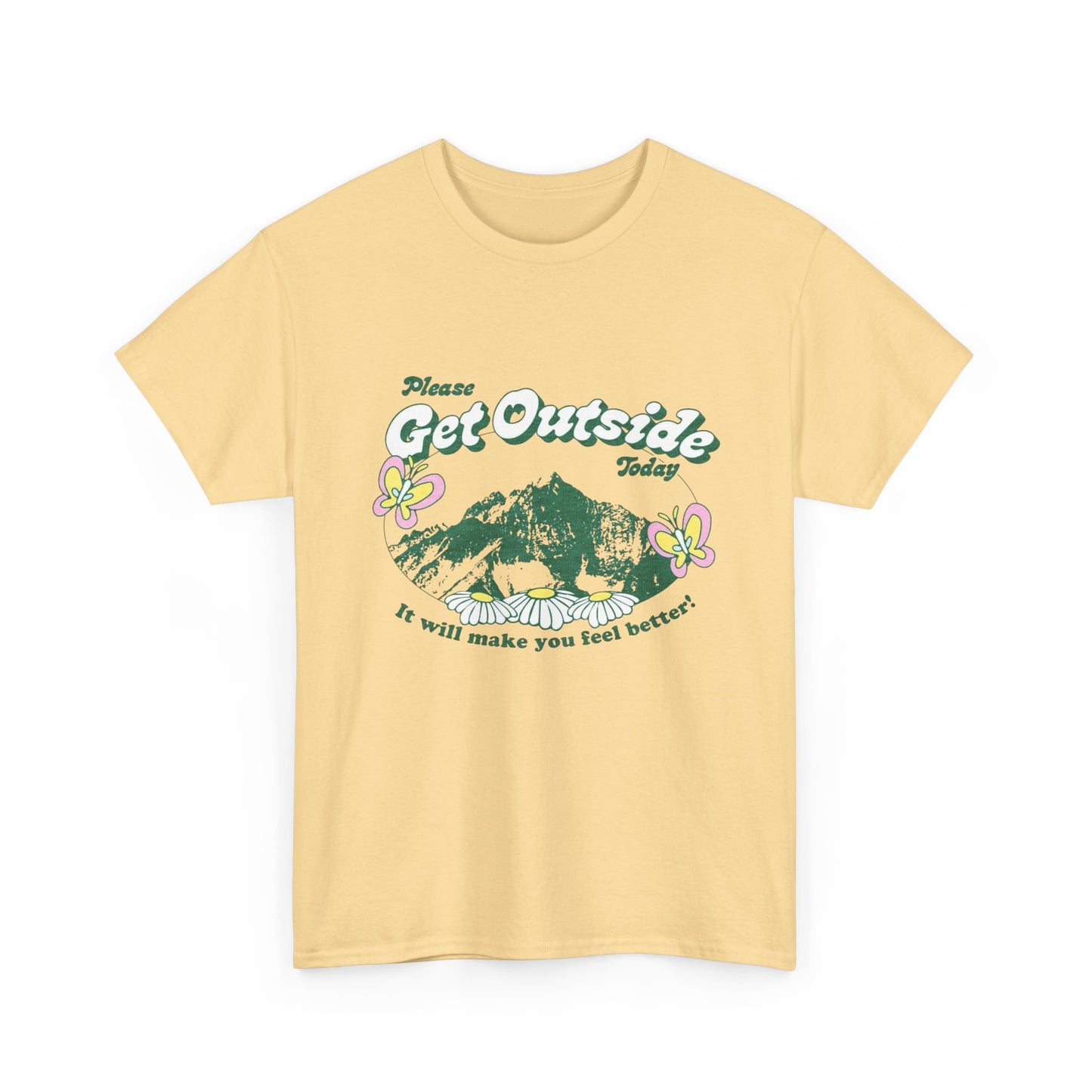 Get Outside Today T-Shirt NEW Gift Unisex Heavy Cotton Tee
