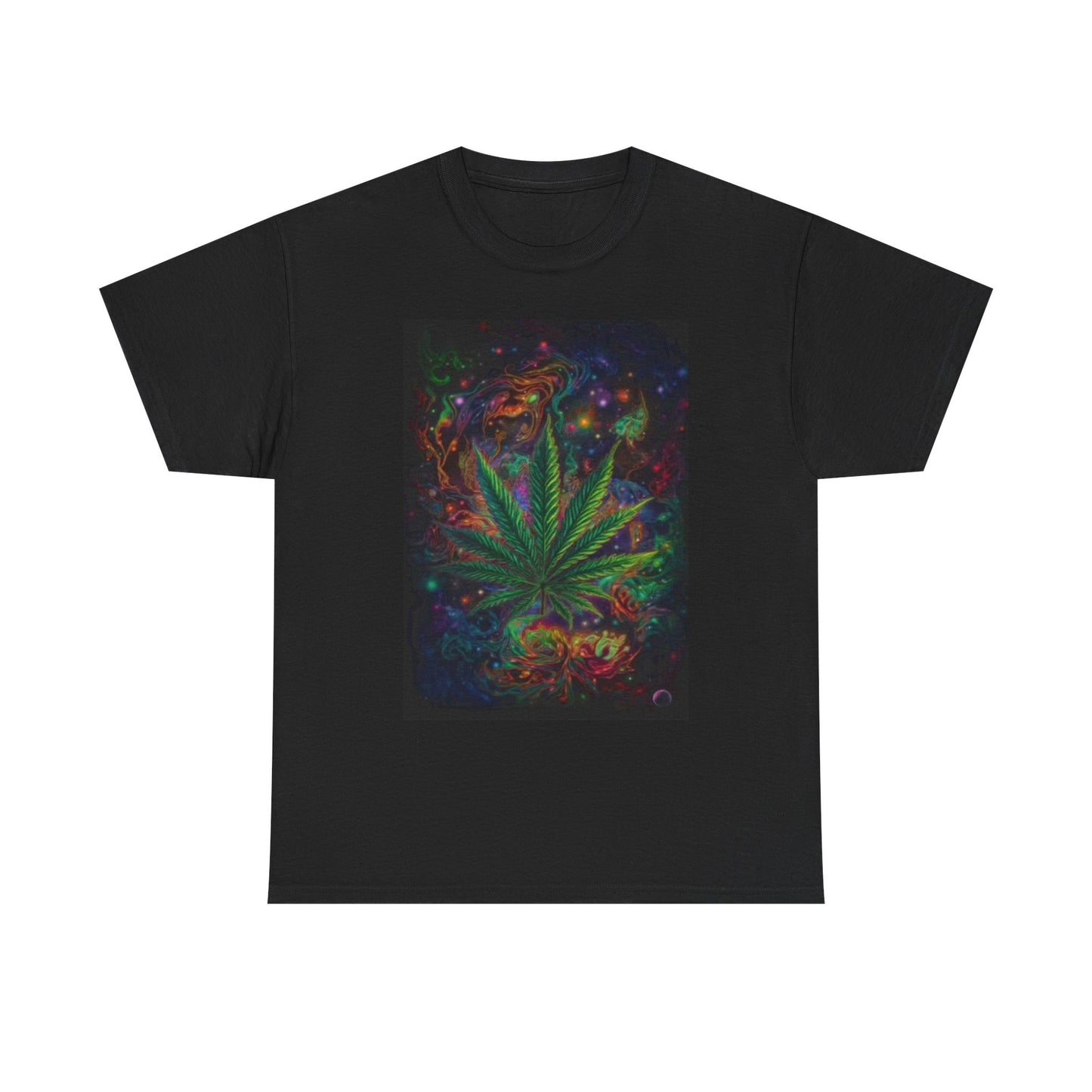 Weed Leaf Painting Space Art Graphic Shirt Unisex Heavy Cotton Tee