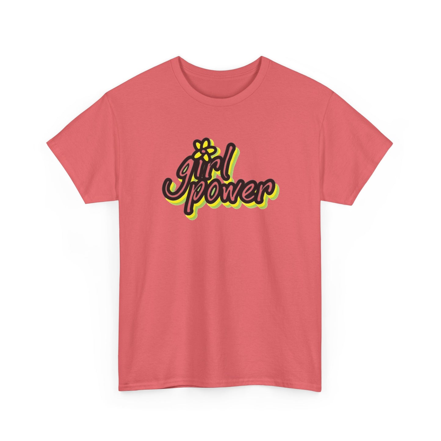 Girl Power Graphic T Shirt Girly Tee Retro Flower Power Unisex Heavy Cotton Tee