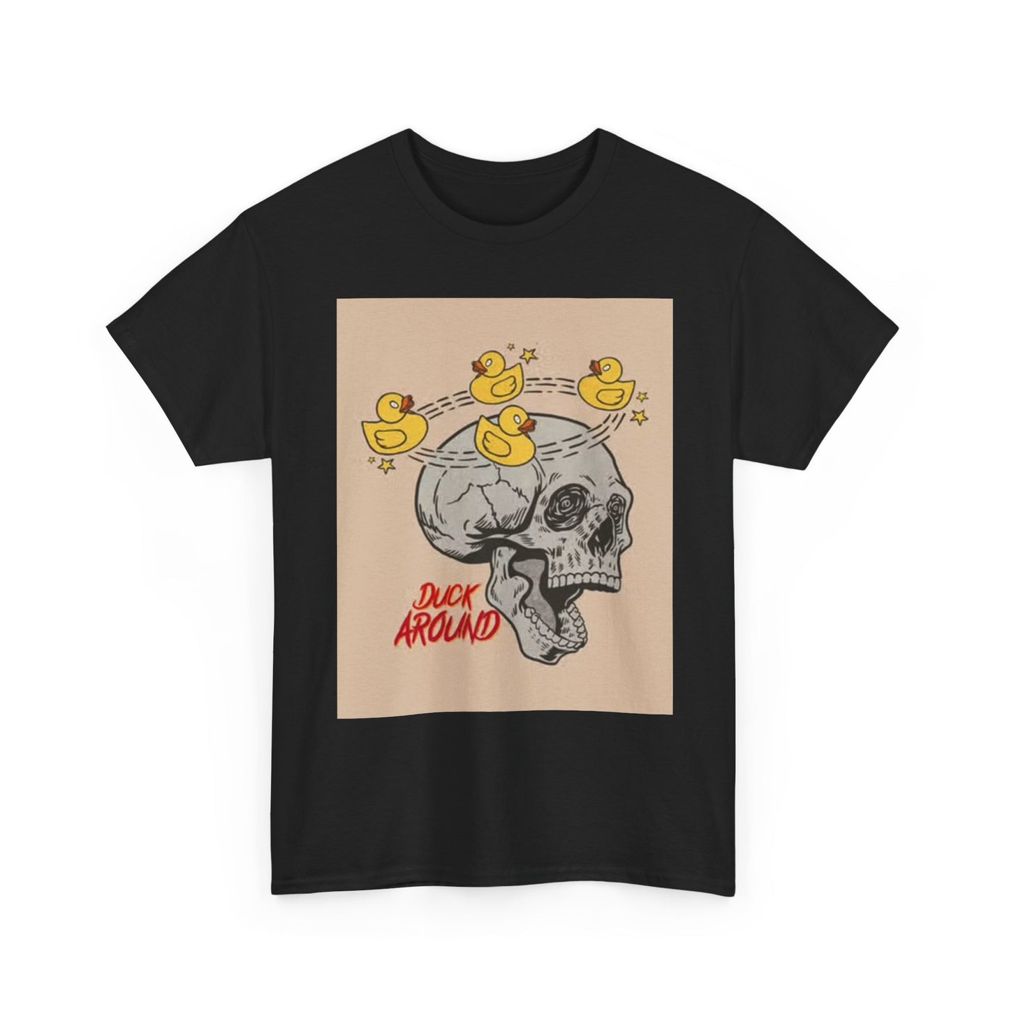 Duck Around Skull Graphic T Shirt Retro Funny Unisex Heavy Cotton Tee