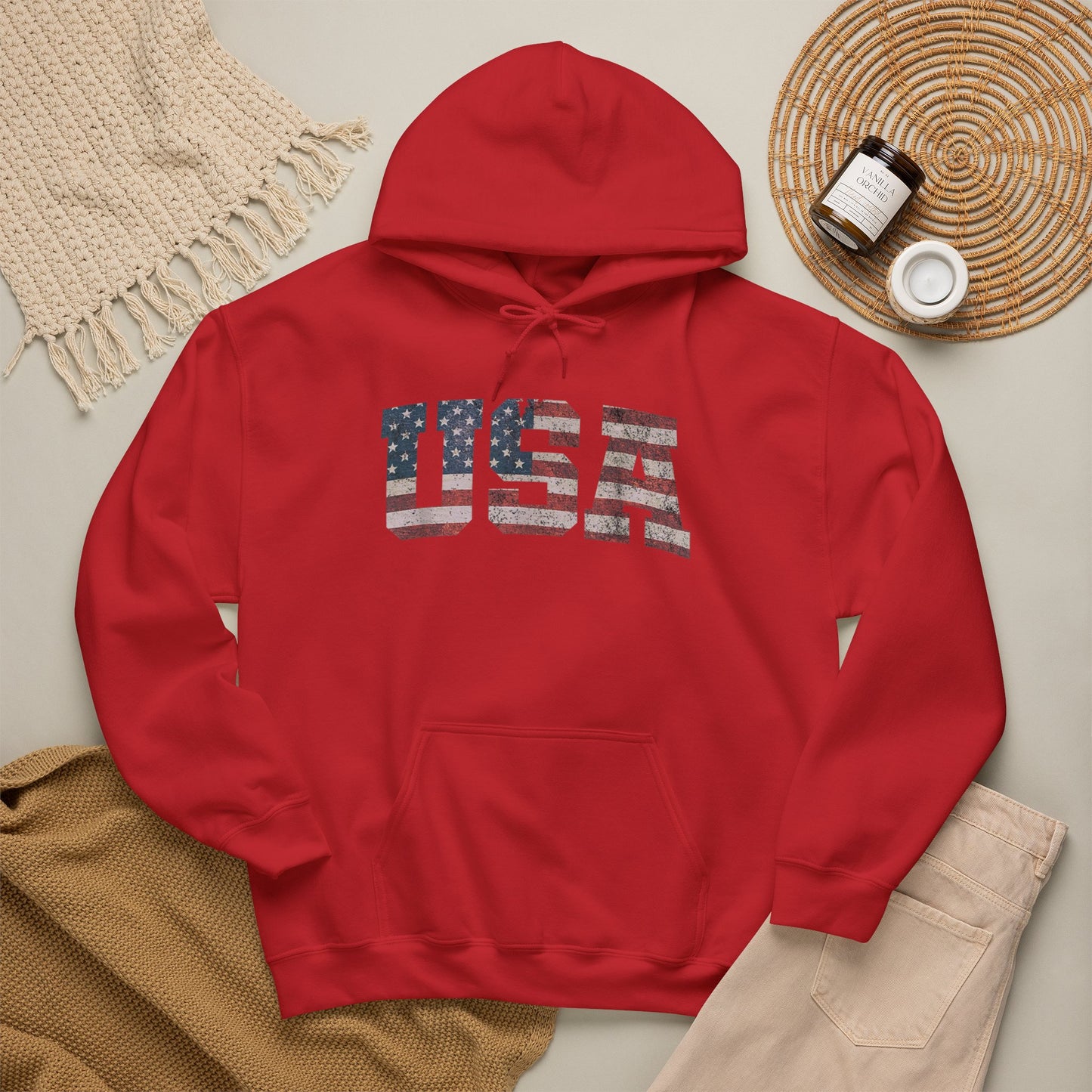 USA American Flag Retro Graphic Hoodie Men's Heavy Blend™ Hooded Sweatshirt