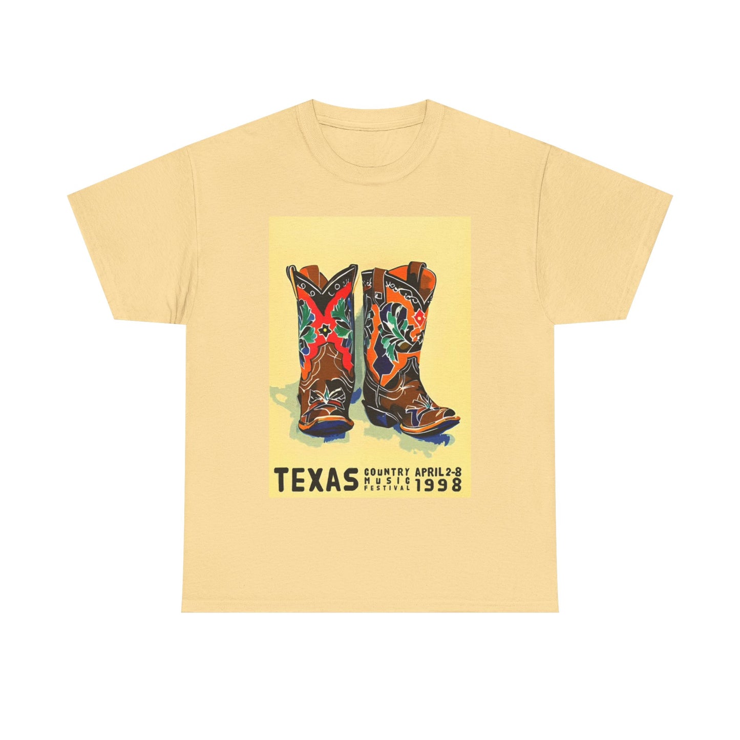 Texas Country Fest Tshirt Merch Cowboy Boots Art Unisex Heavy Cotton Tee