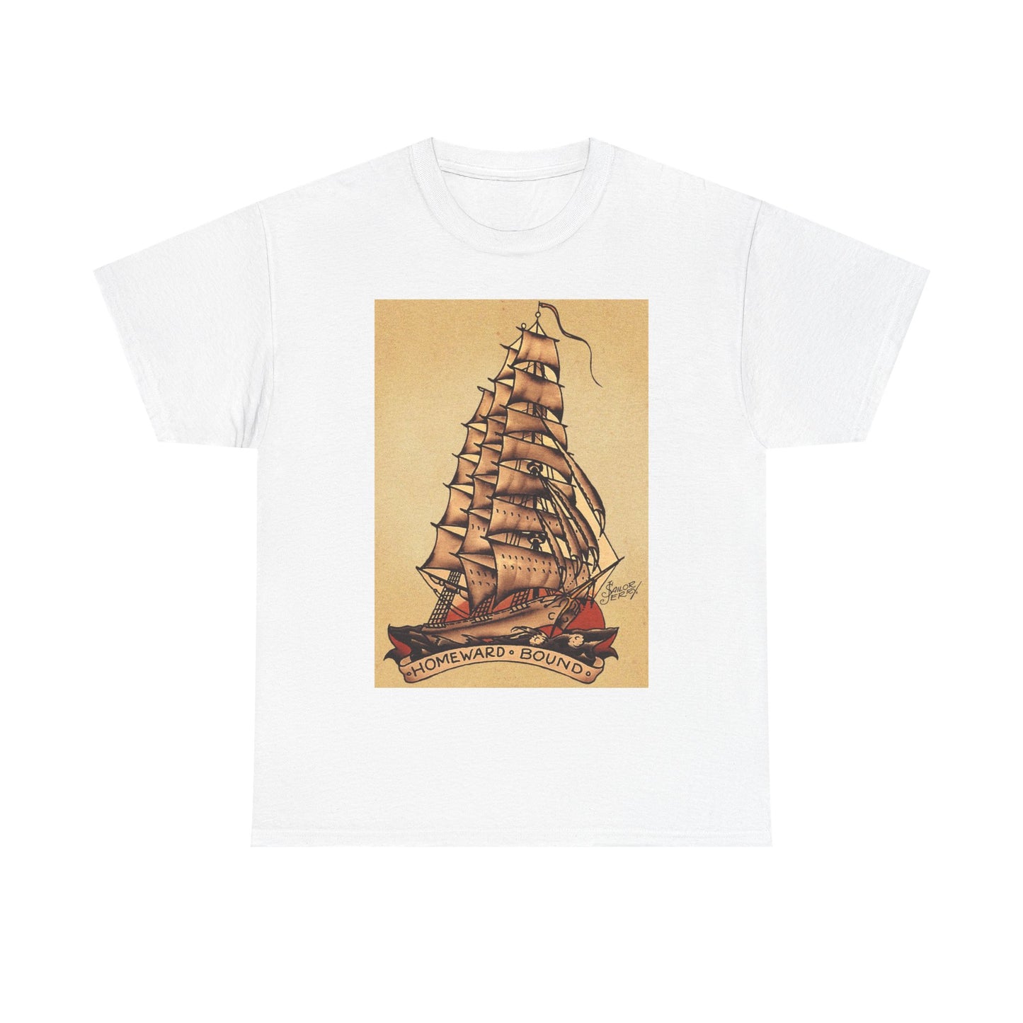 Sailor Jerry Tshirt Vintage Navy Tattoos Sailor Retro Unisex Heavy Cotton Tee 90