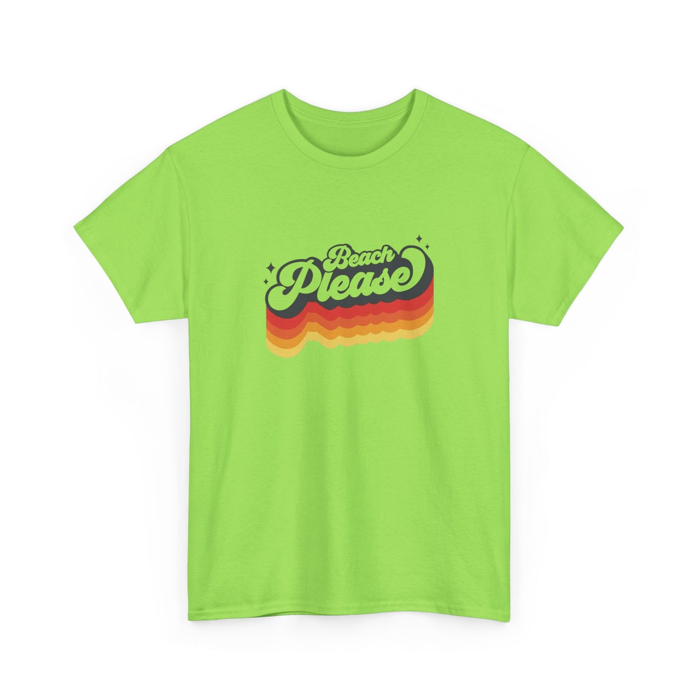 Beach Please Vintage Vacation 70s Graphic T-Shirt Unisex Heavy Cotton Tee