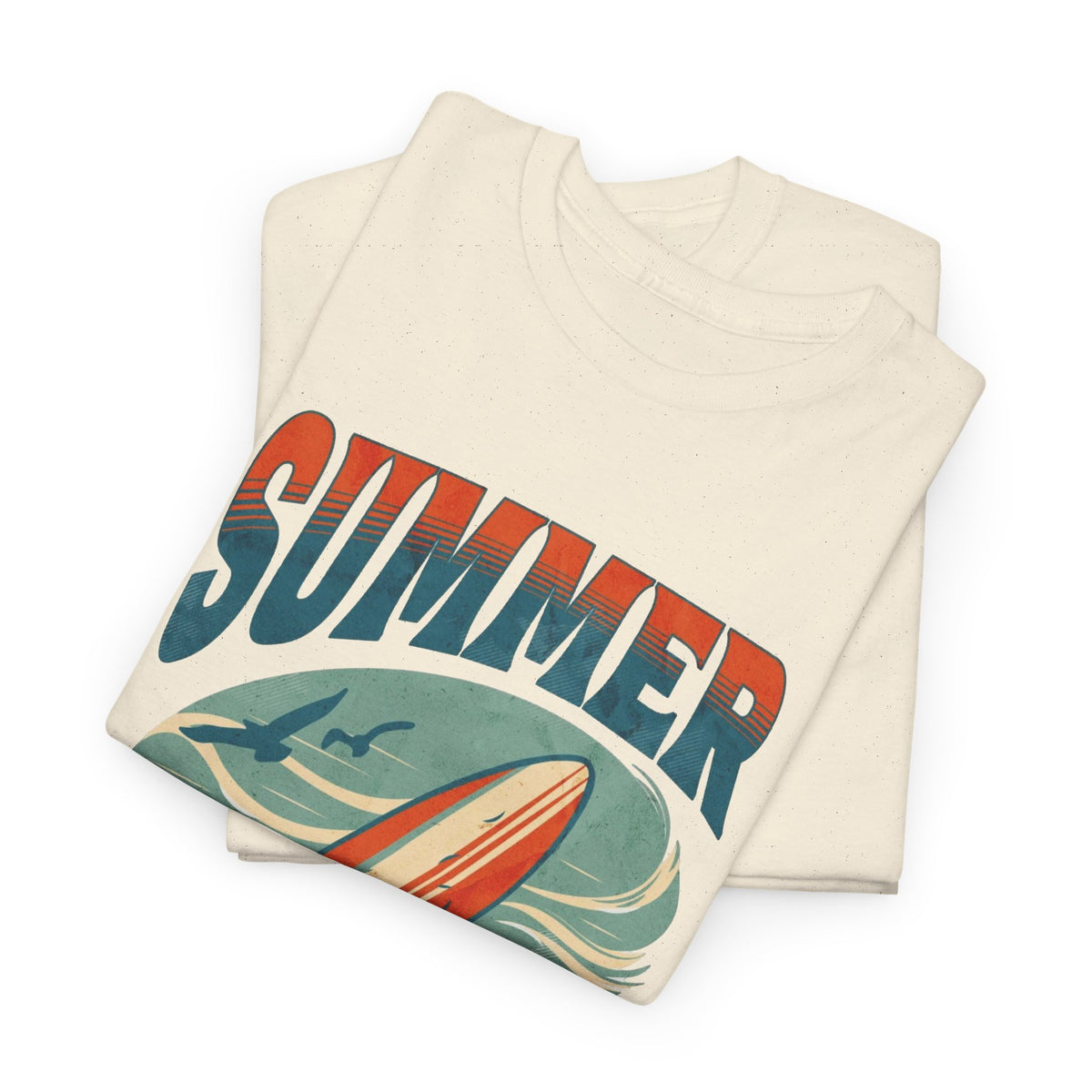 Summer Vibes Beach Surfing Graphic T Shirt Men's Heavy Cotton Tee
