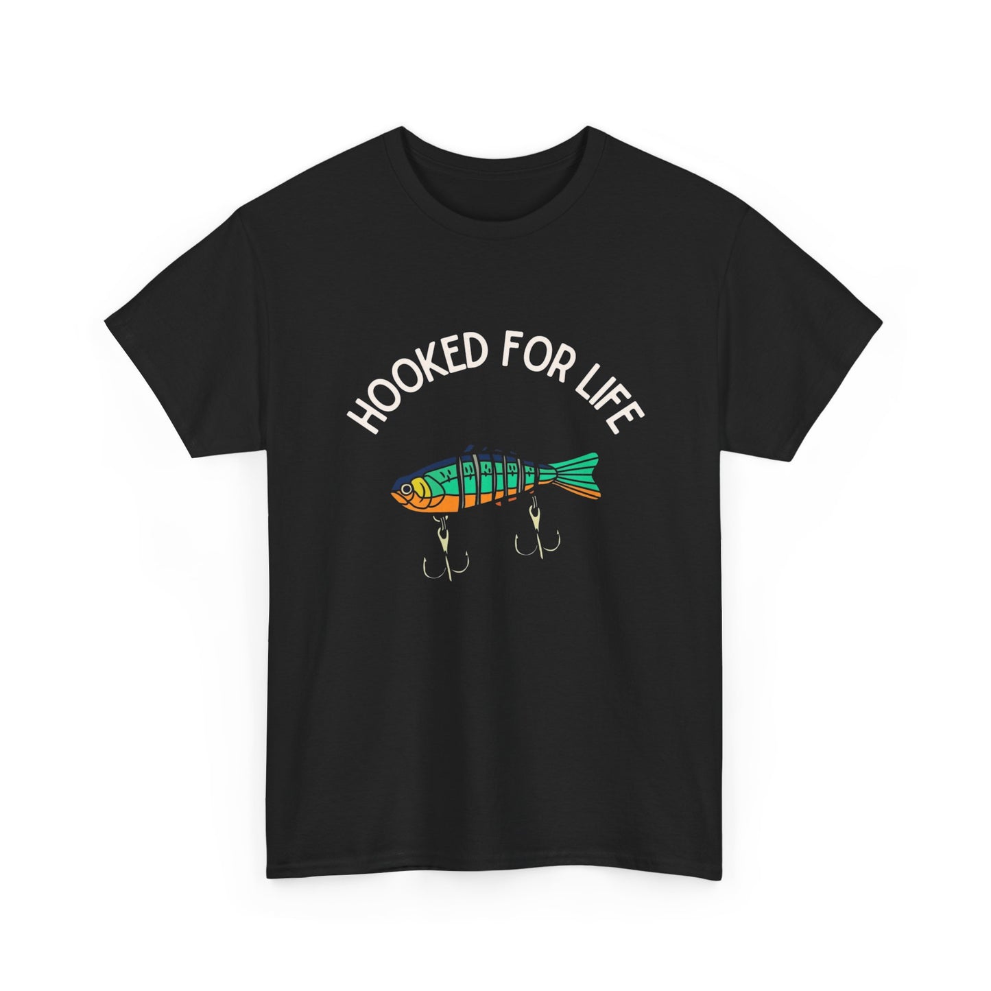 Hooked For Life Fishing Graphic T Shirt NEW Adult Unisex Heavy Cotton Tee