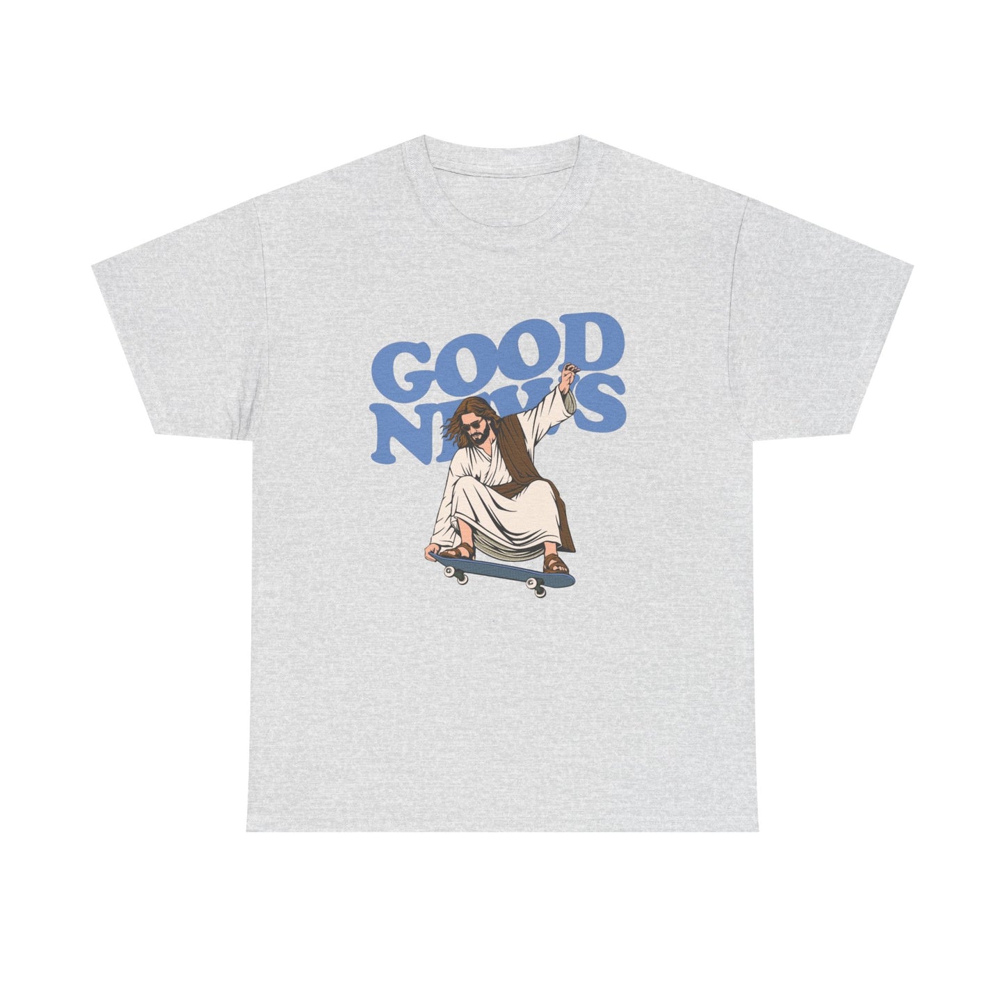 Good News Jesus Skateboarding Graphic T Shirt Men's Heavy Cotton Tee - Quality - Modern True to Size