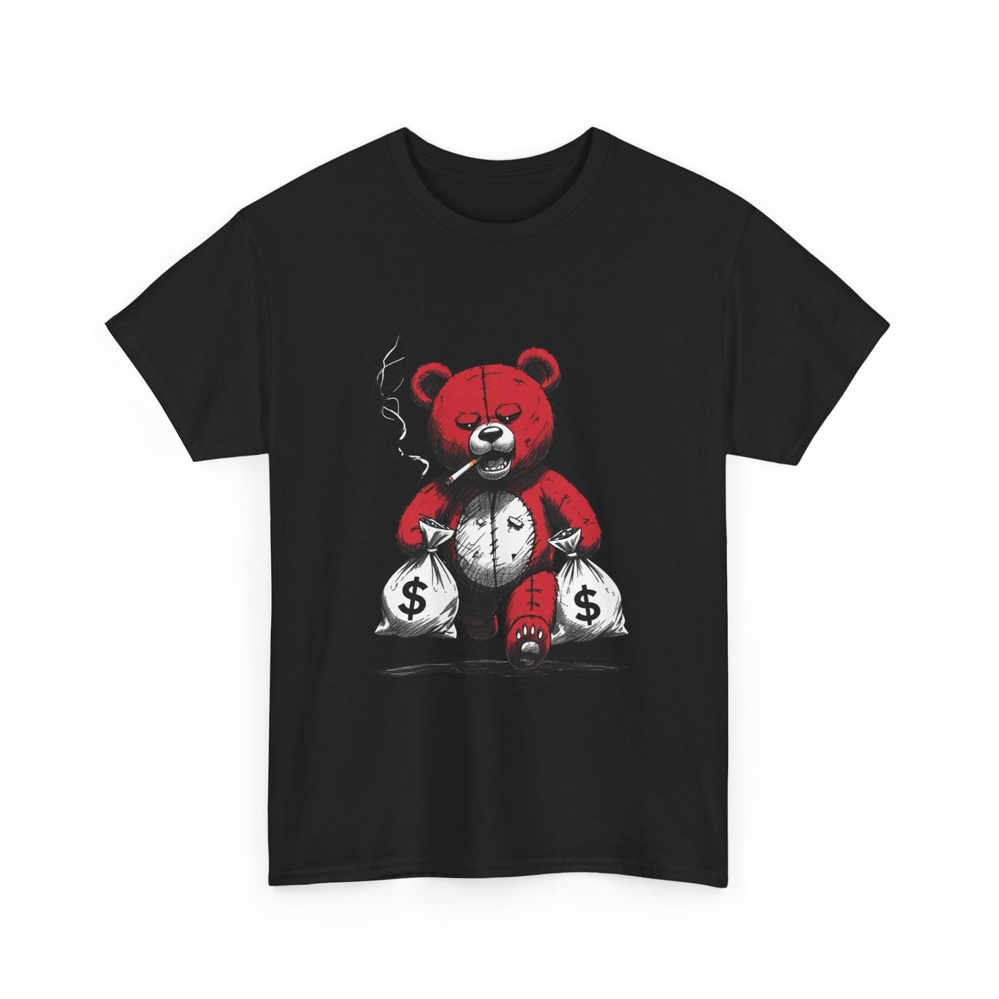 Teddy Bear Money Bags Graphic T Shirt NEW Unisex Heavy Cotton Tee