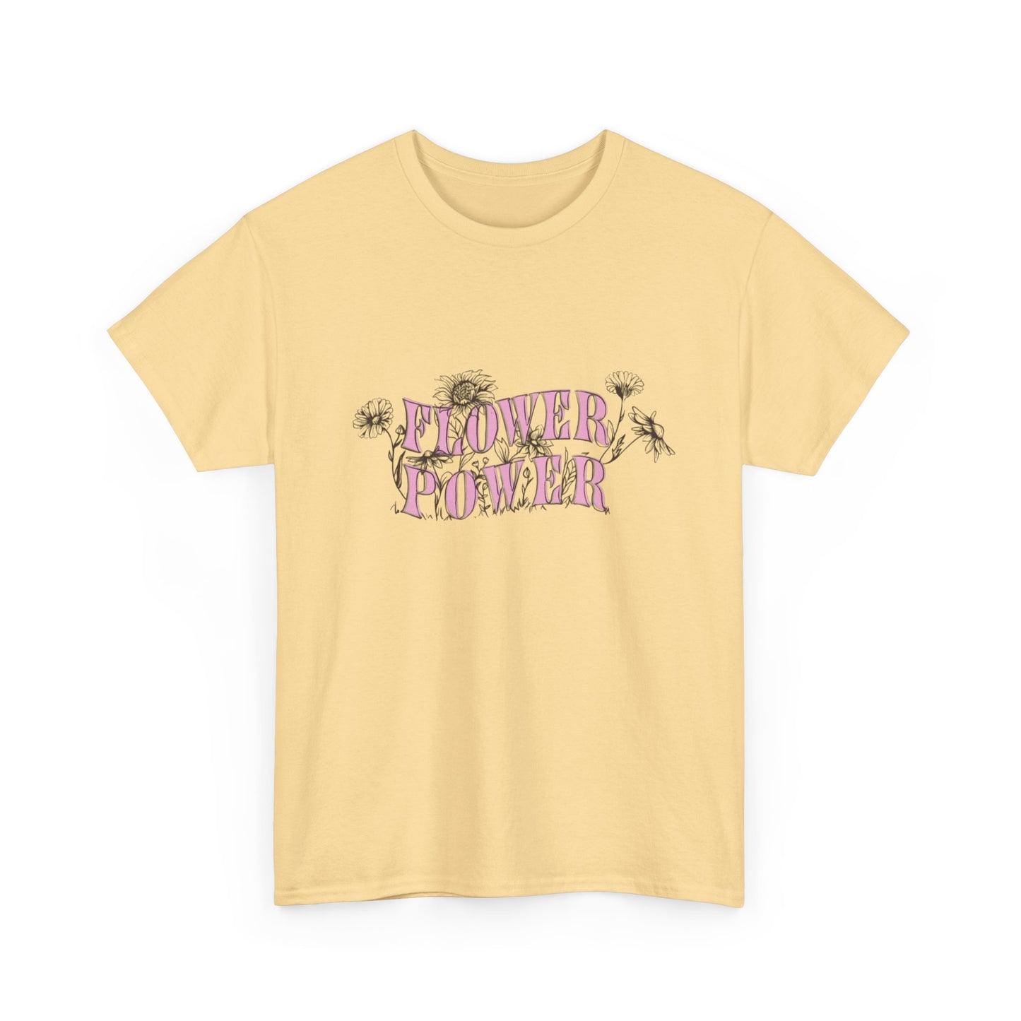 Flower Power T Shirt Unisex Heavy Cotton Tee