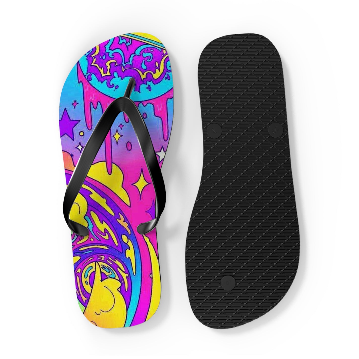 Neon Drip Beach Sandals, Slides for Summer, Flip Flops, Water Resistant