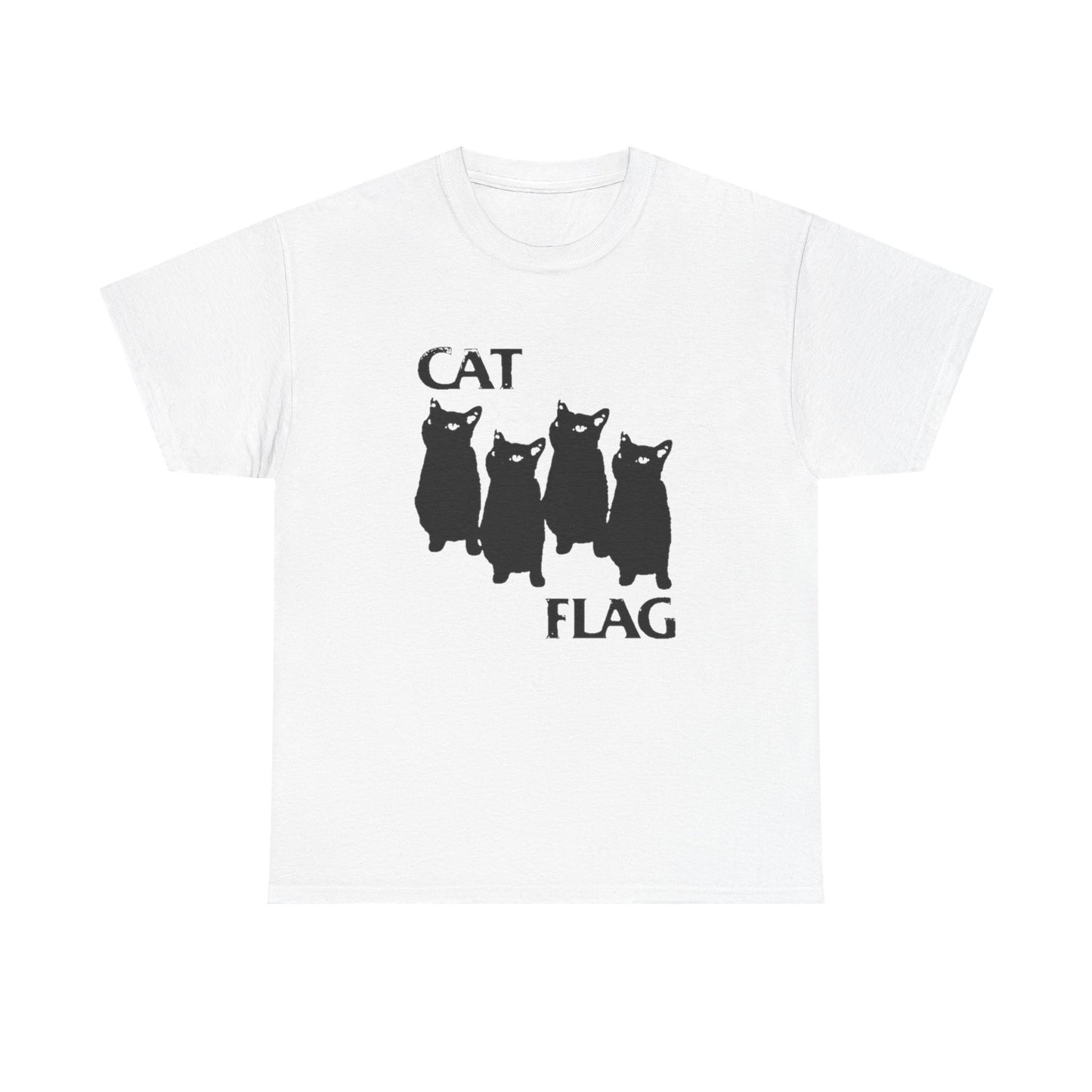 Cat Flag Funny Retro Graphic T Shirt Unisex Heavy Cotton Tee