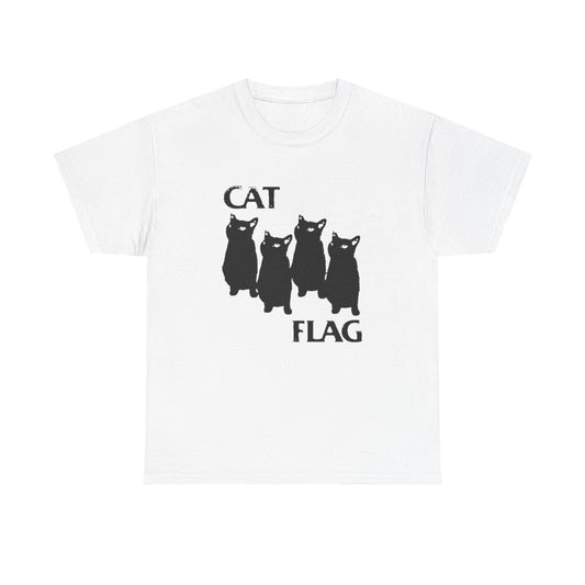 Cat Flag Funny Retro Graphic T Shirt Unisex Heavy Cotton Tee