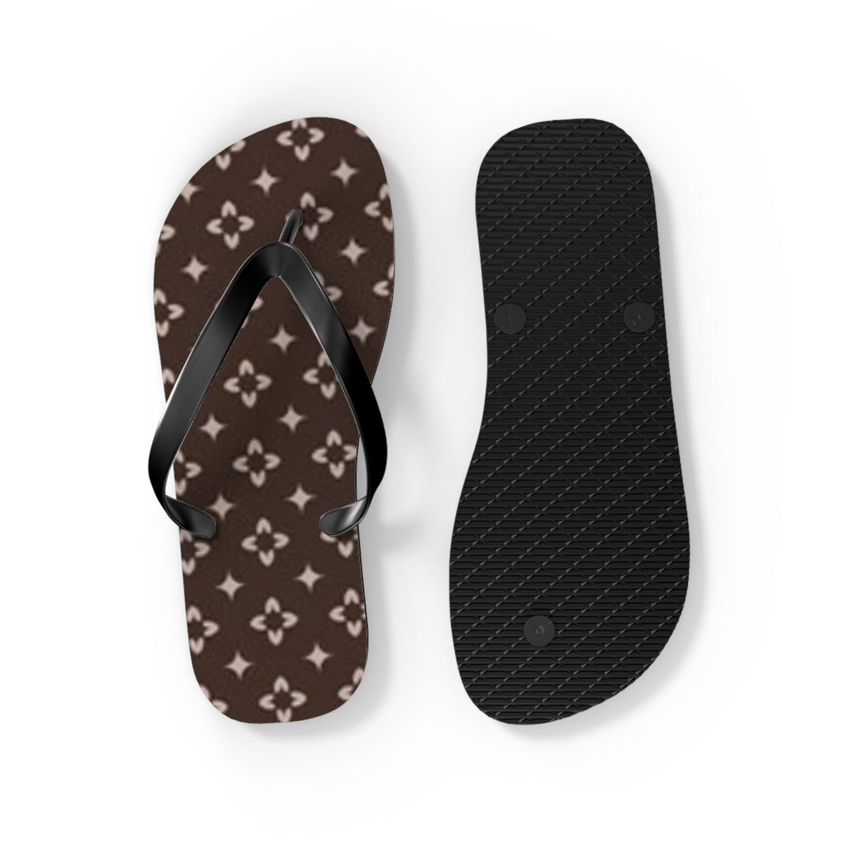 Brown And White Monogram Flip Flops, Sandals Slides, Summer Footwear, Brand New