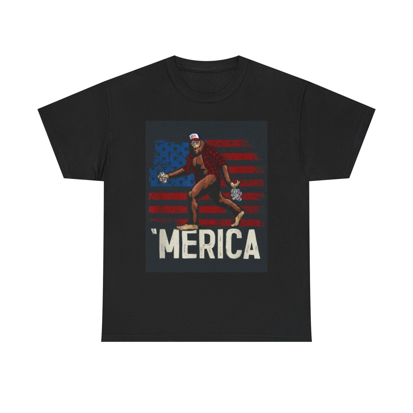 Redneck Sasquatch Funny Graphic T Shirt Merica Unisex Heavy Cotton Tee