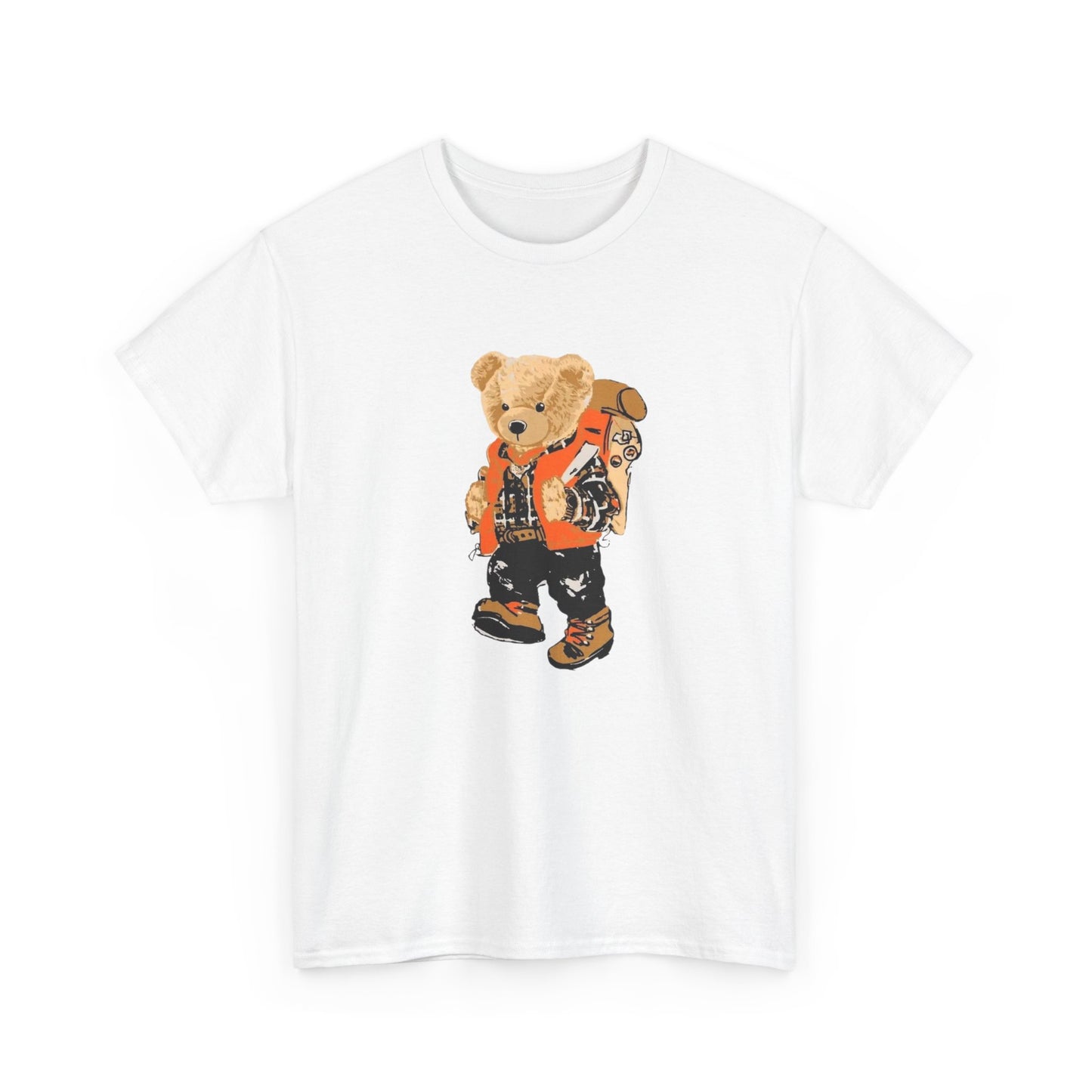 Camping Teddy Bear Graphic T Shirt Unisex Heavy Cotton Tee Gift Vintage