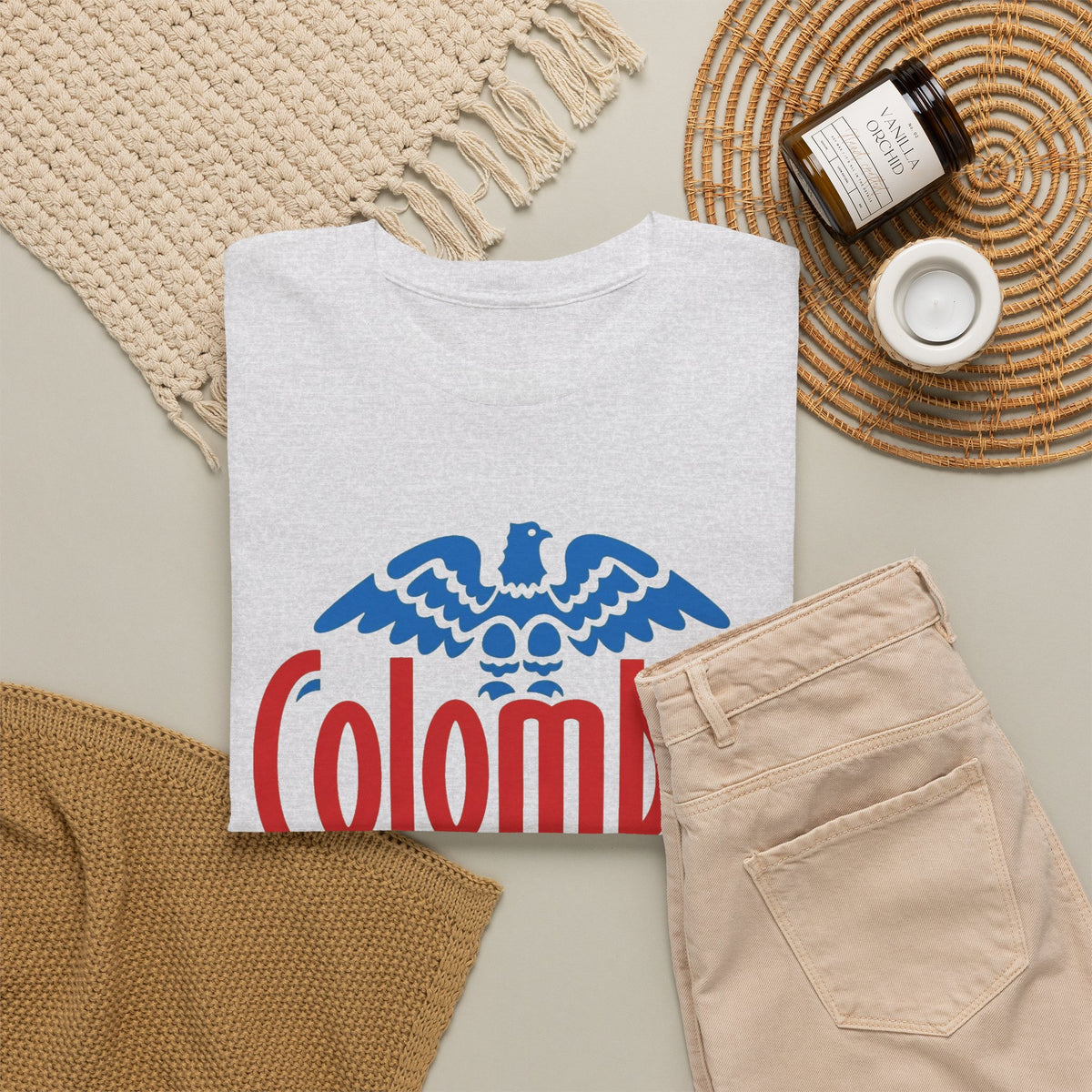 Colombia Graphic T Shirt Men's Travel Vintage Heavy Cotton Tee