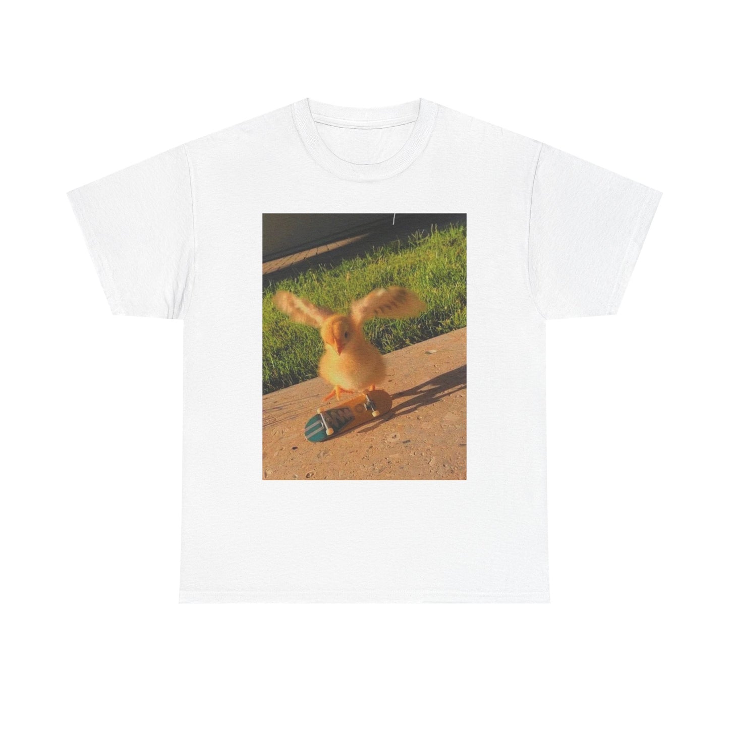 Chicken Skateboarding Funny Graphic T-Shirt Unisex Heavy Cotton Tee NEW