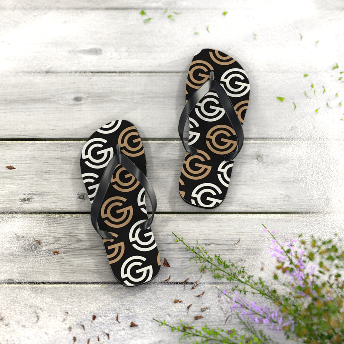 Tan And White Flip Flops, Sandals Slides, Summer Footwear, Brand New