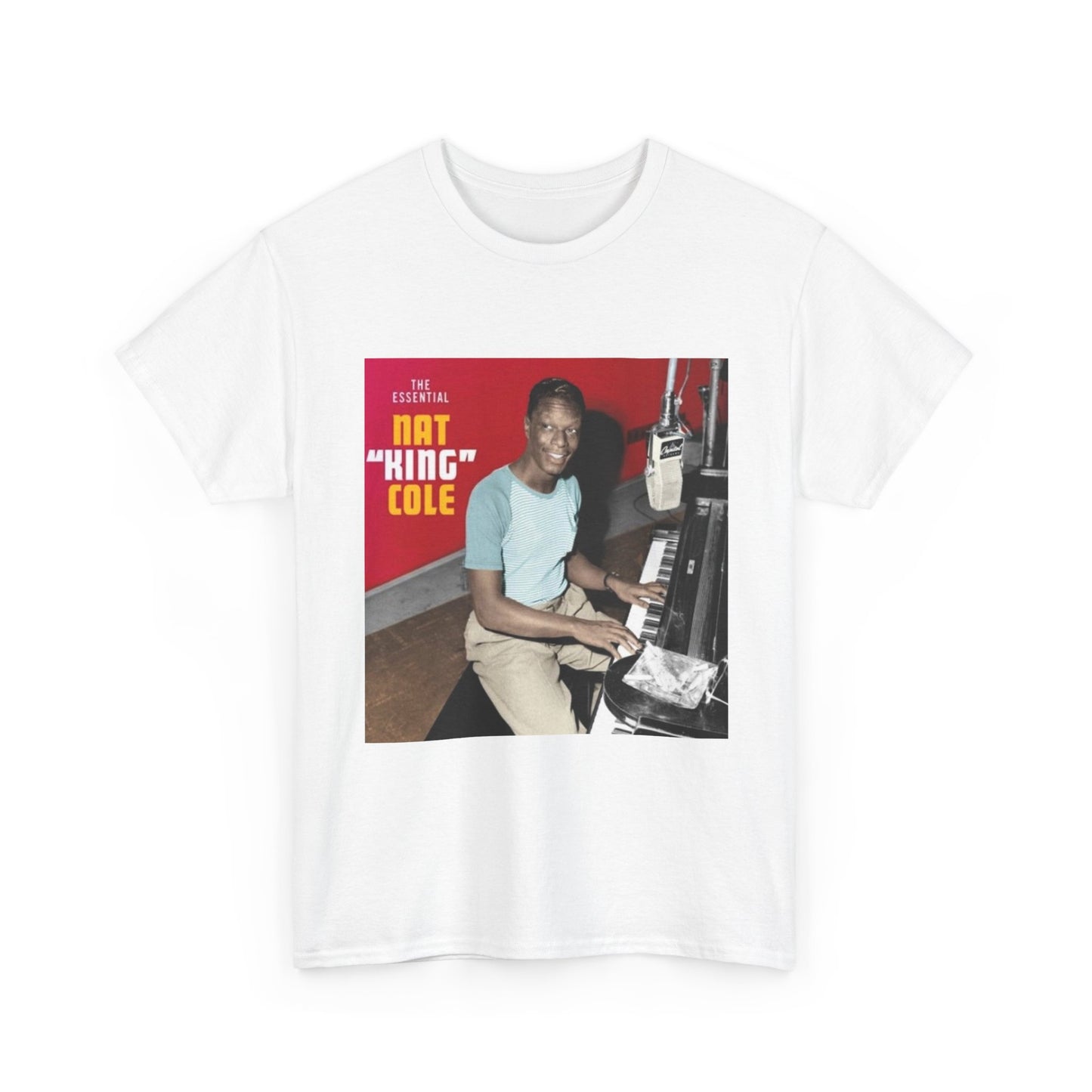 Nat King Cole Tshirt Vintage Piano Concert Poster retro Unisex Heavy Cotton Tee