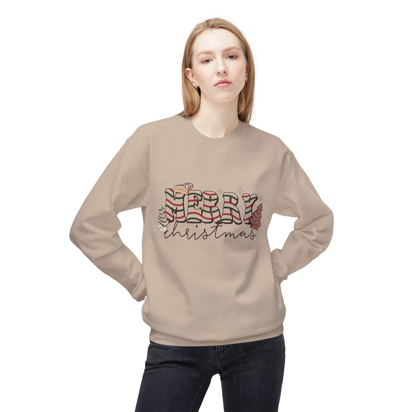 Christmas Tree Cakes Sweater Funny NEW Unisex Fleece Crewneck Sweatshirt
