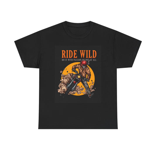 Ride Wild Motorcycle Graphic T Shirt Harley Vintage Unisex Heavy Cotton Tee