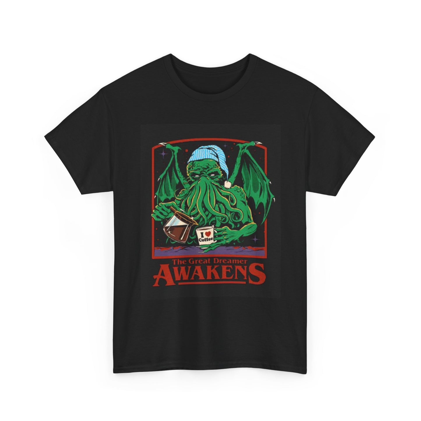 Dreamer Awakens Graphic T Shirt Coffee Lover Art Funny Unisex Heavy Cotton Tee