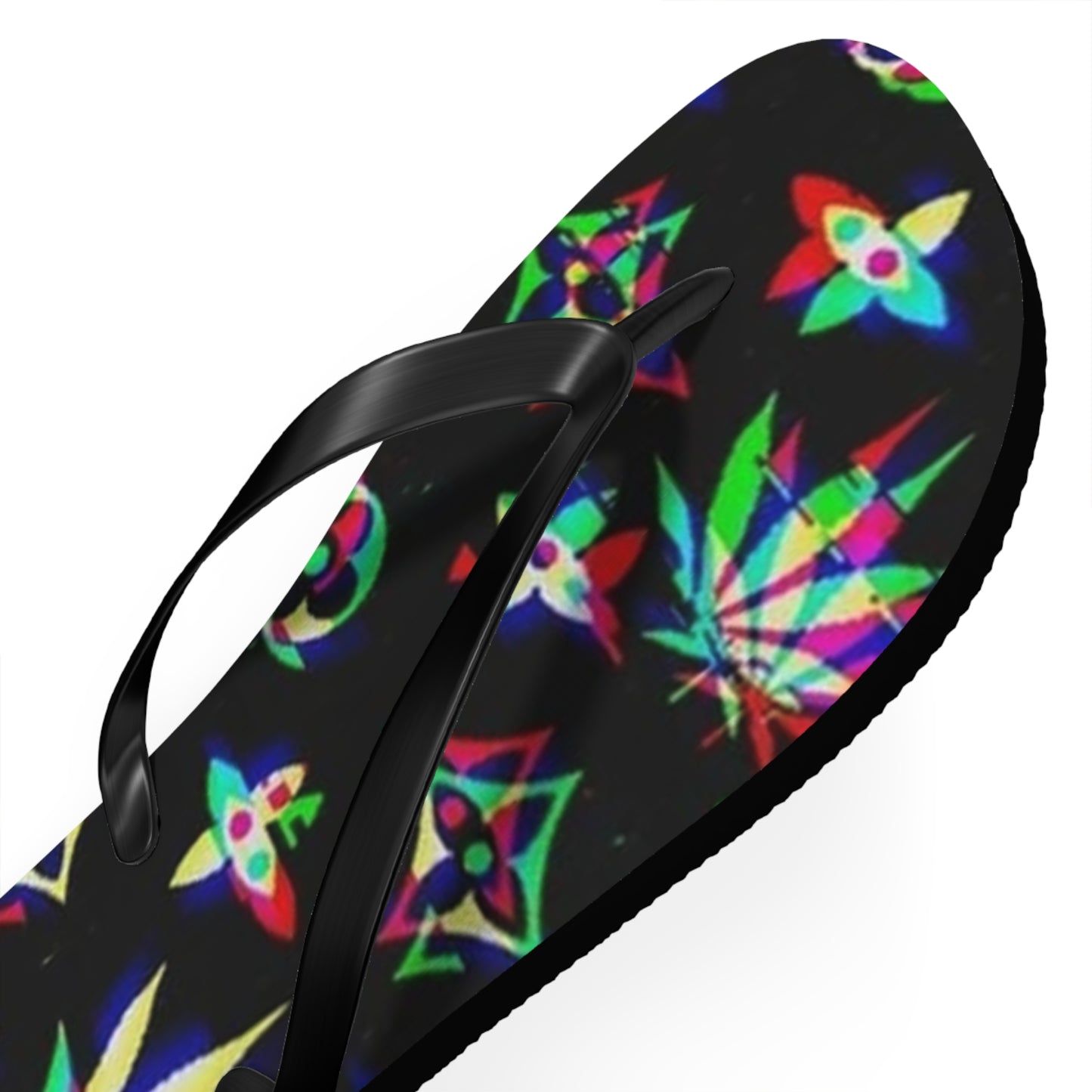 WAVES And SUN Co Sandals Weed Leafs  - Flip Flops -Slides Summer Beach BRAND NEW