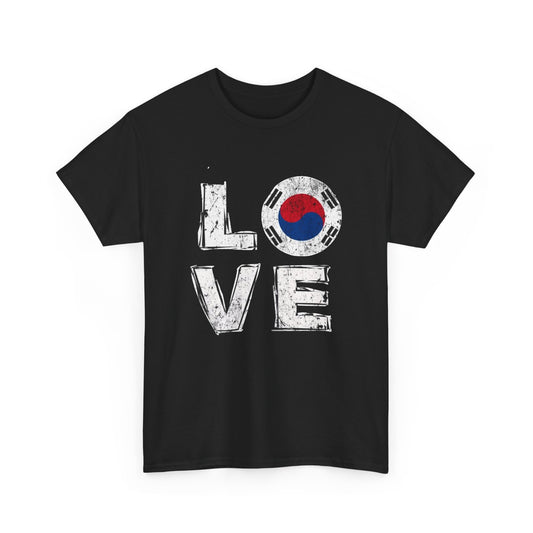 Love South Korea Graphic T Shirt Men's Heavy Cotton Tee