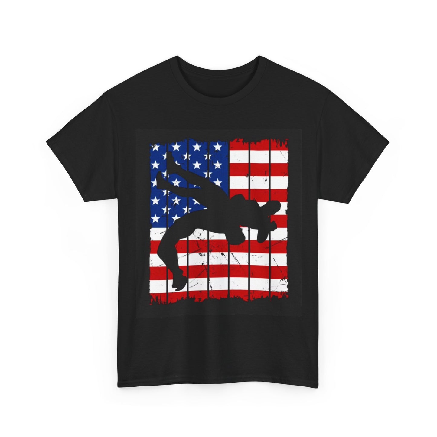 American Flag Wrestling Tshirt Karate Gym Gear UFC Unisex Heavy Cotton Tee