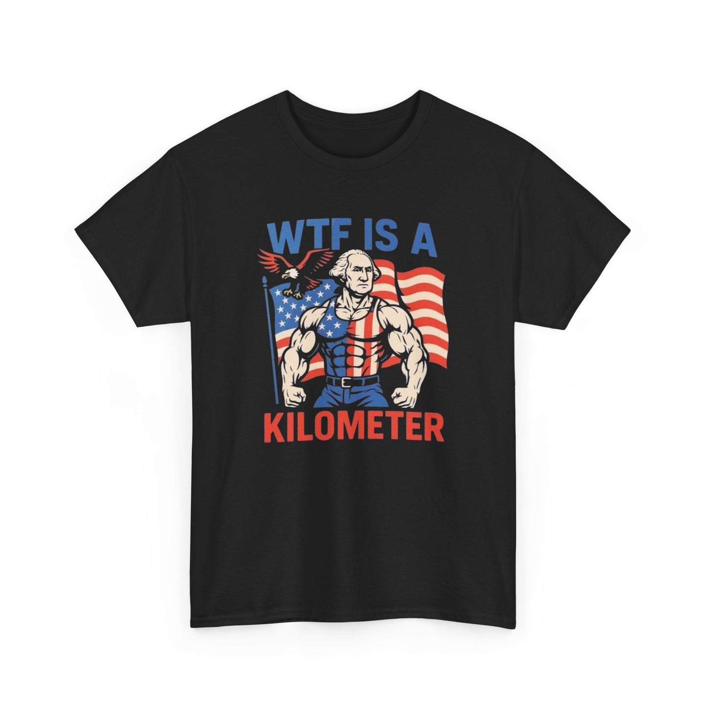 George Washington Funny American Flag Graphic T-Shirt Unisex Heavy Cotton Tee