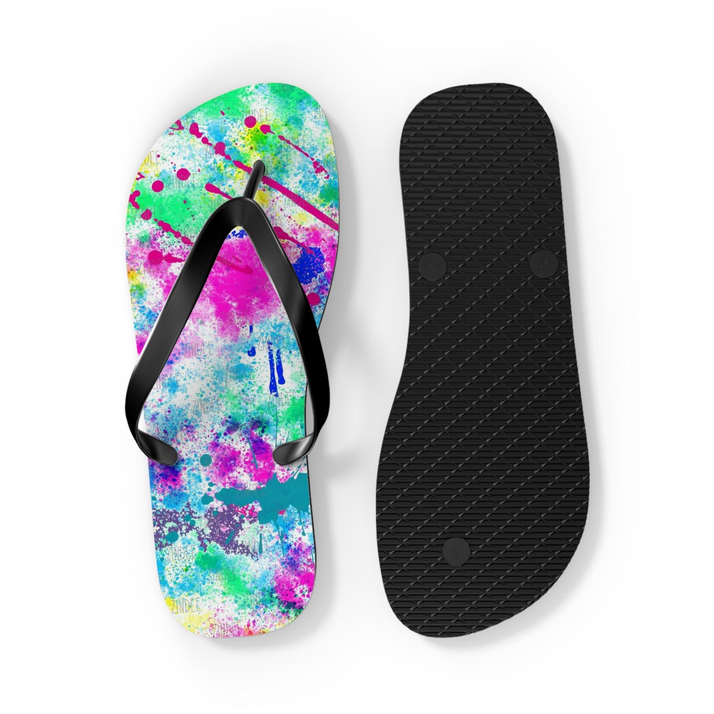 Neon Paint Flip Flops, Sandals Slides, Summer Footwear, Brand New