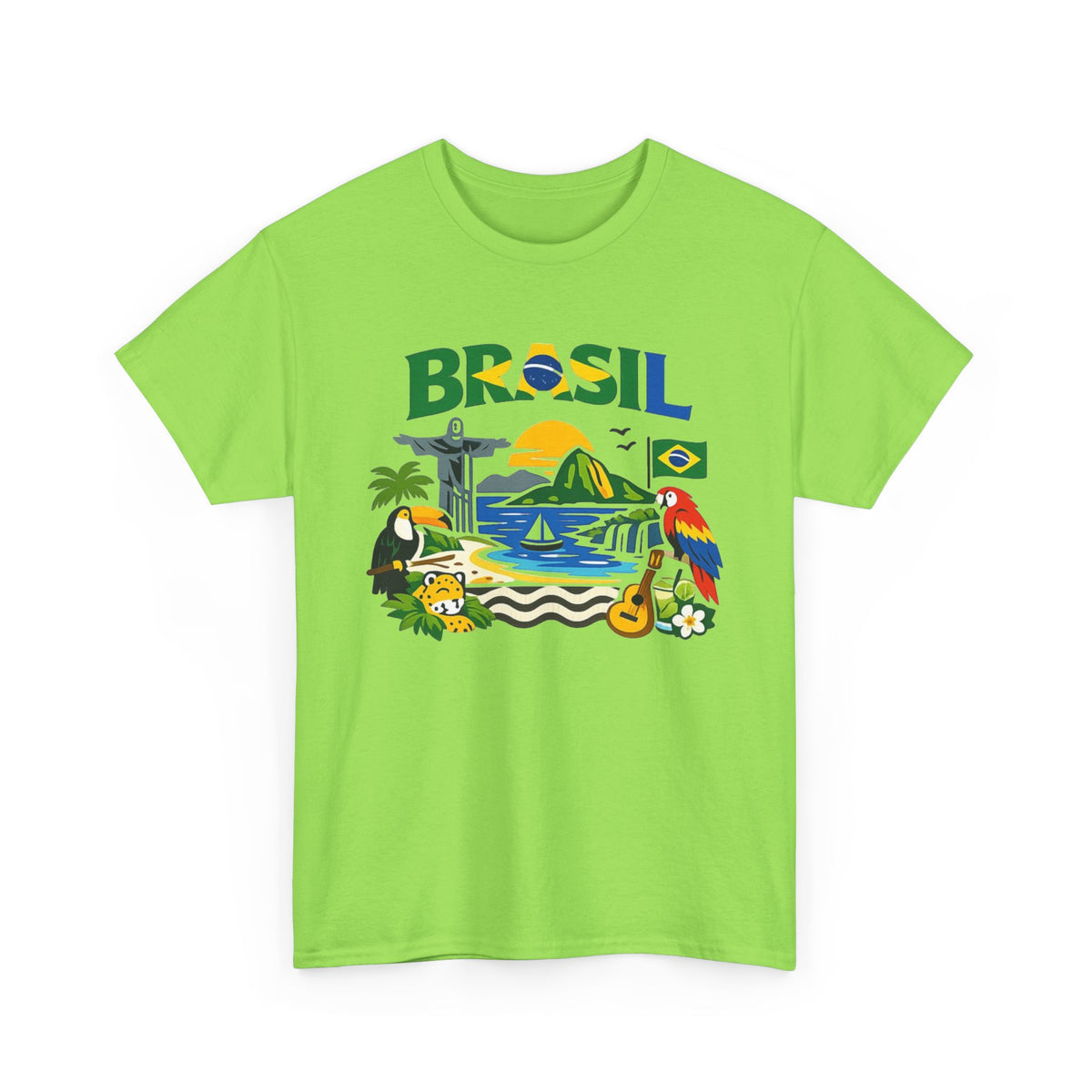 Brazil Flag Retro Graphic T Shirt Men's Heavy Cotton Tee