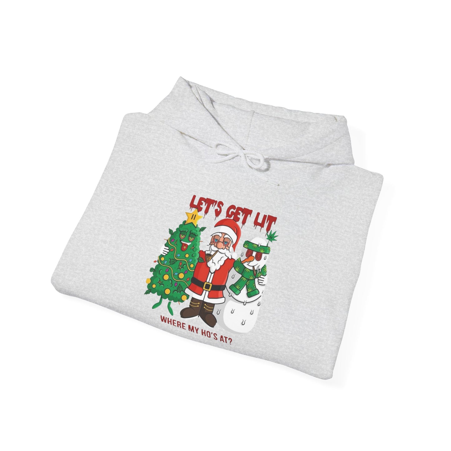 Lets Get Lit Santa Funny Graphic Hoodie NEW Unisex Heavy Blend Hooded Sweatshirt