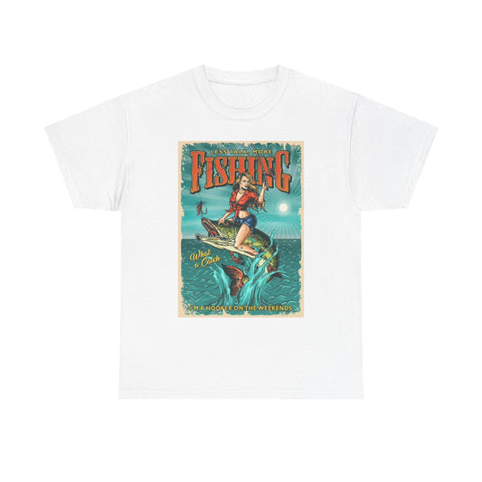 Less Talk More Fishing Graphic T Shirt Outdoors Unisex Heavy Cotton Tee