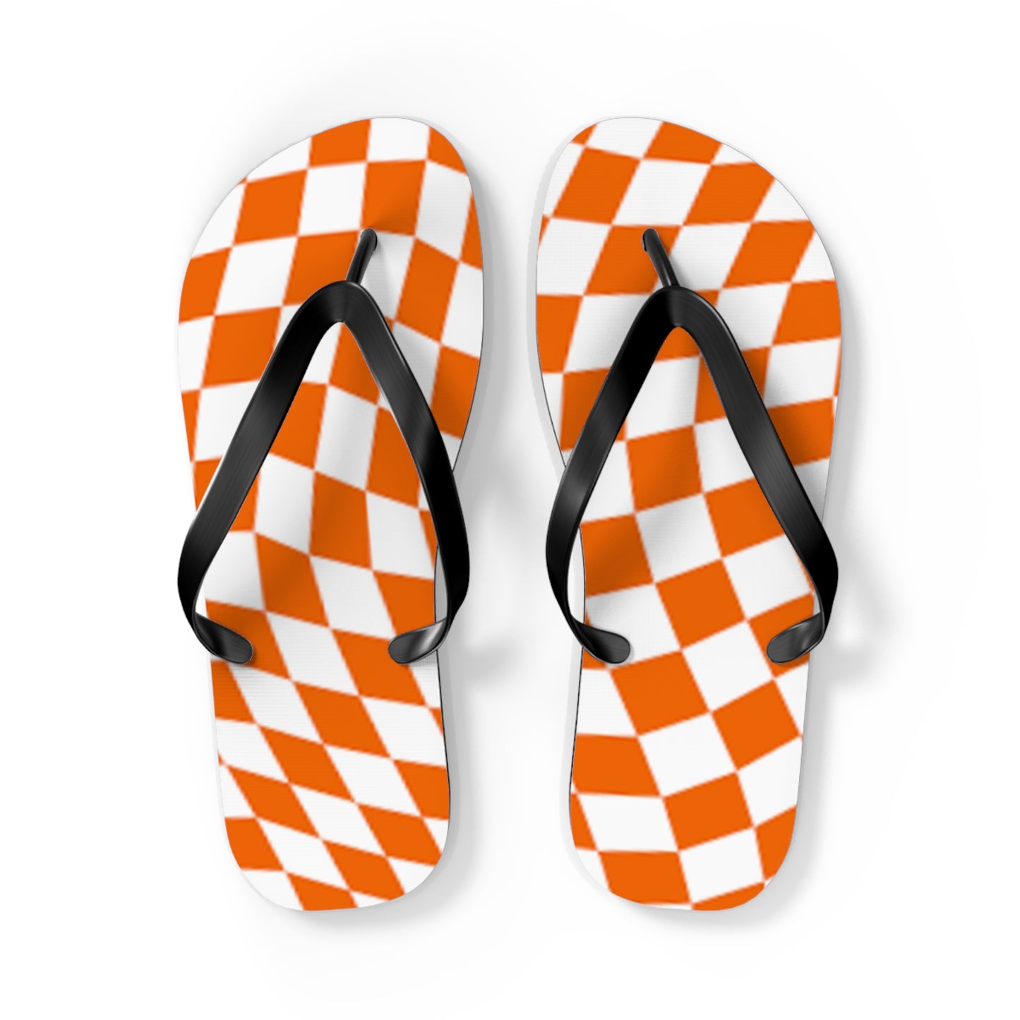 Orange Checkered Wavy Sandals, Beach Shoes, Vacation Flip Flops, Pool Slides