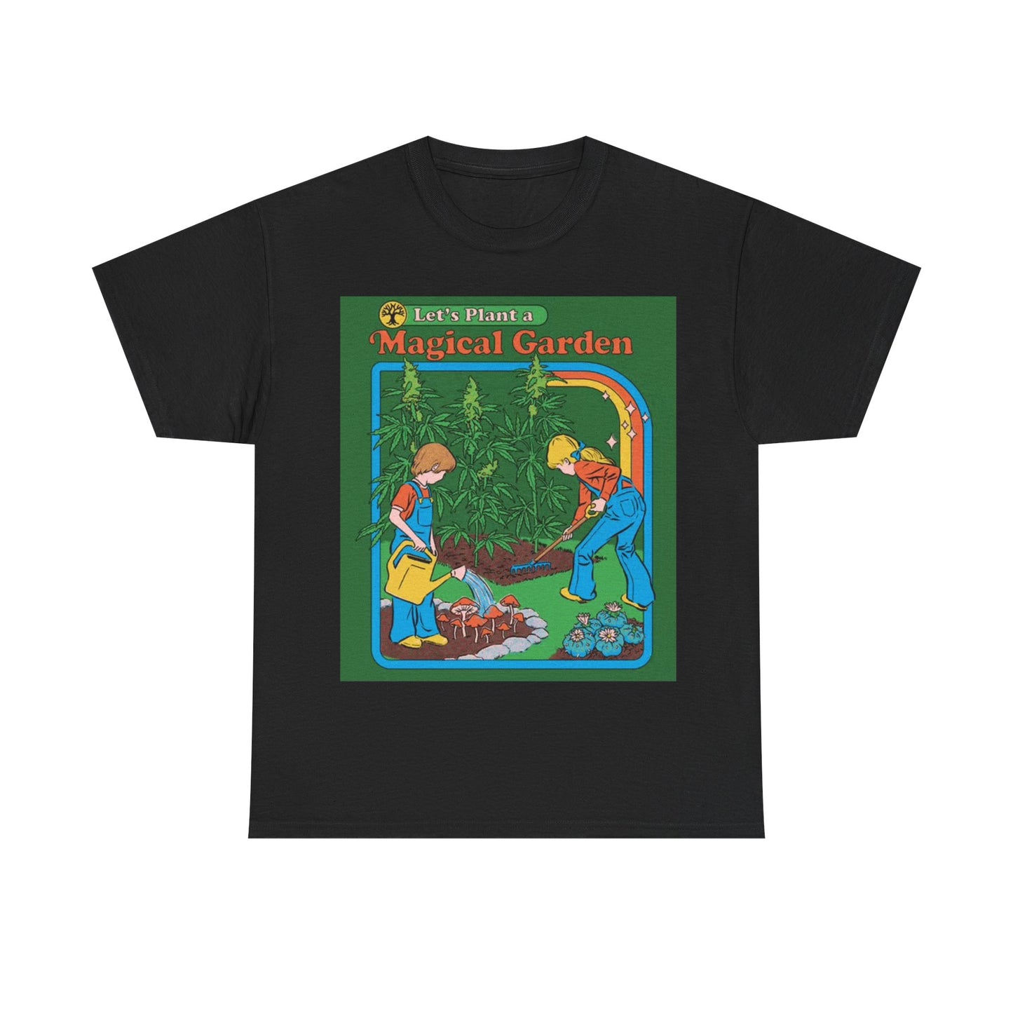 Magical Garden Tshirt Vintage Weed Funny Graphic Mushrooms Unisex Heavy Cotton