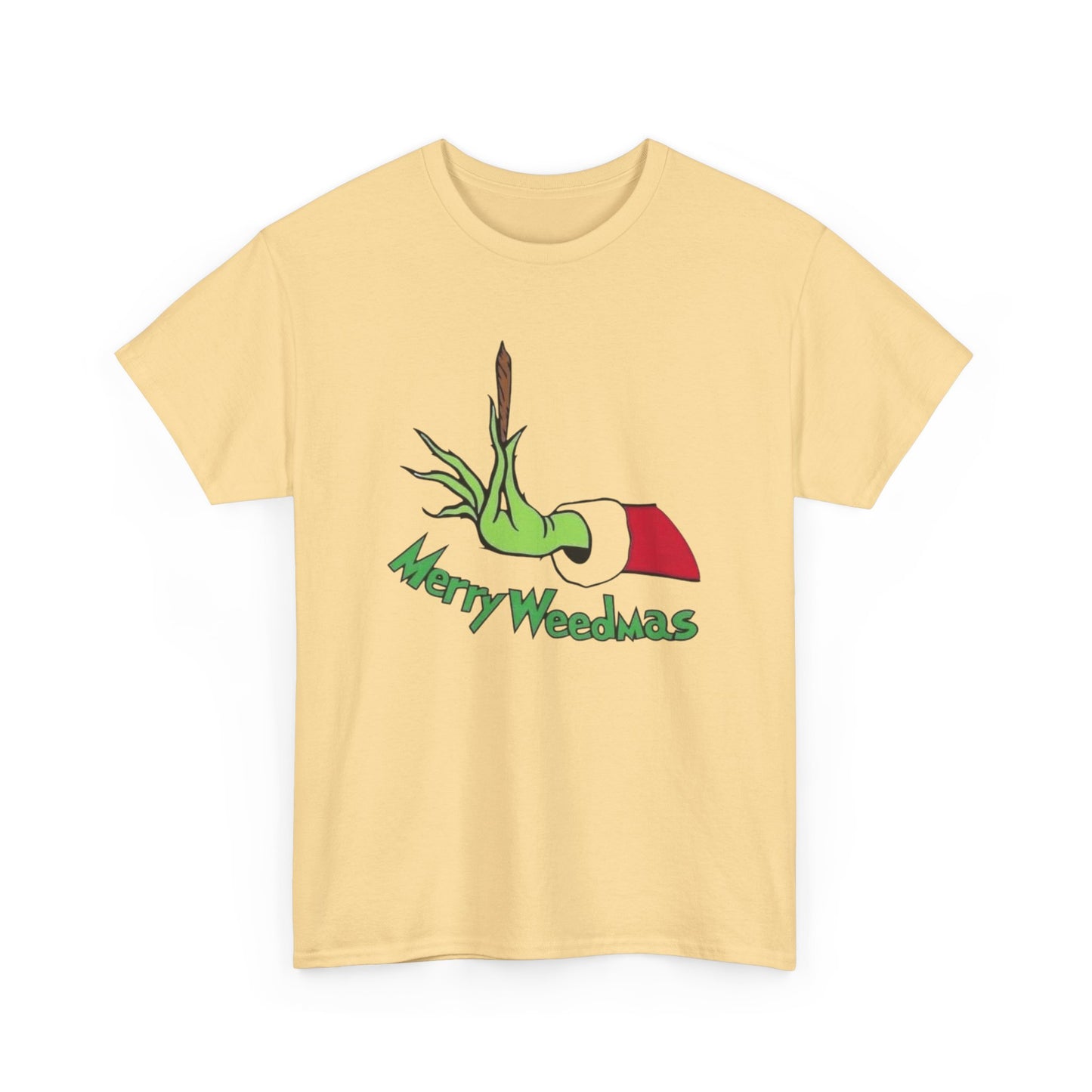 Merry Weedmas Funny Christmas Weed Graphic T Shirt Unisex NEW Heavy Cotton Tee