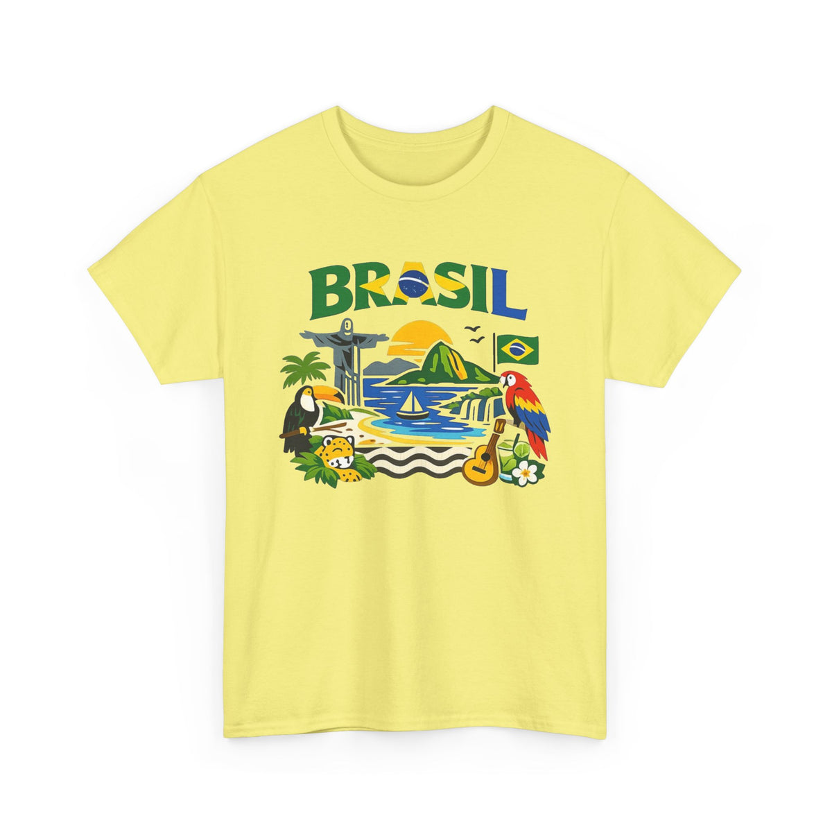 Brazil Flag Retro Graphic T Shirt Men's Heavy Cotton Tee