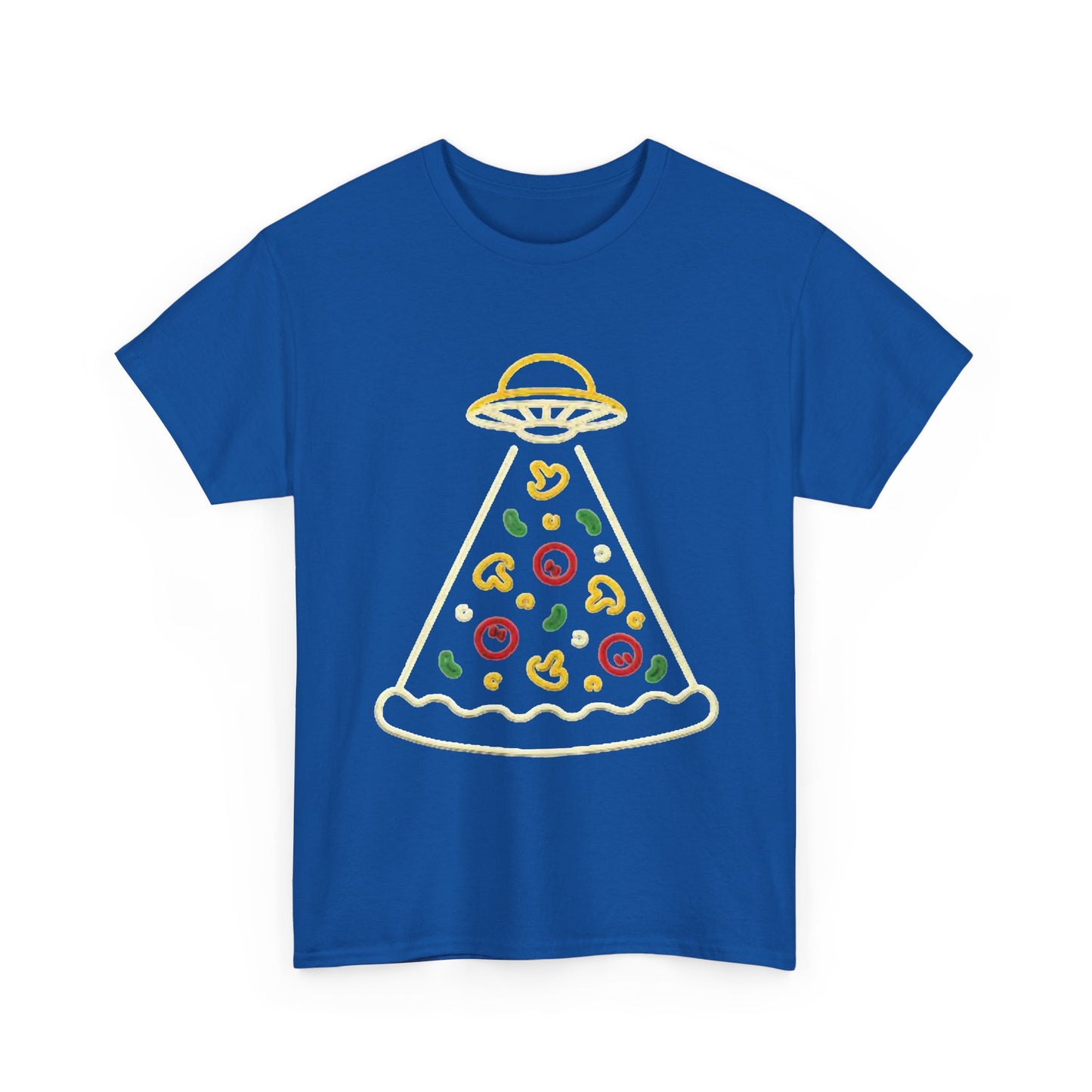 Space Pizza Shirt Funny Aliens One Bite Pizza Graphic Unisex Heavy Cotton Tee