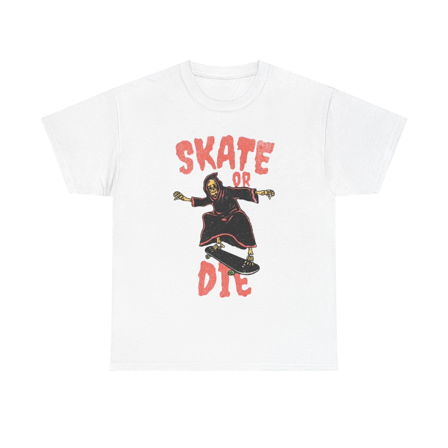 Skate Or Die Shirt Retro Skateboarding Dunks Skeleton Unisex Heavy Cotton Tee