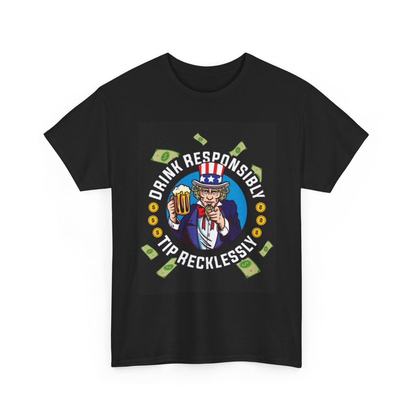 Drink Responsibly Shirt Funny American Flag Graphic Bar Beer Unisex Heavy Cotton