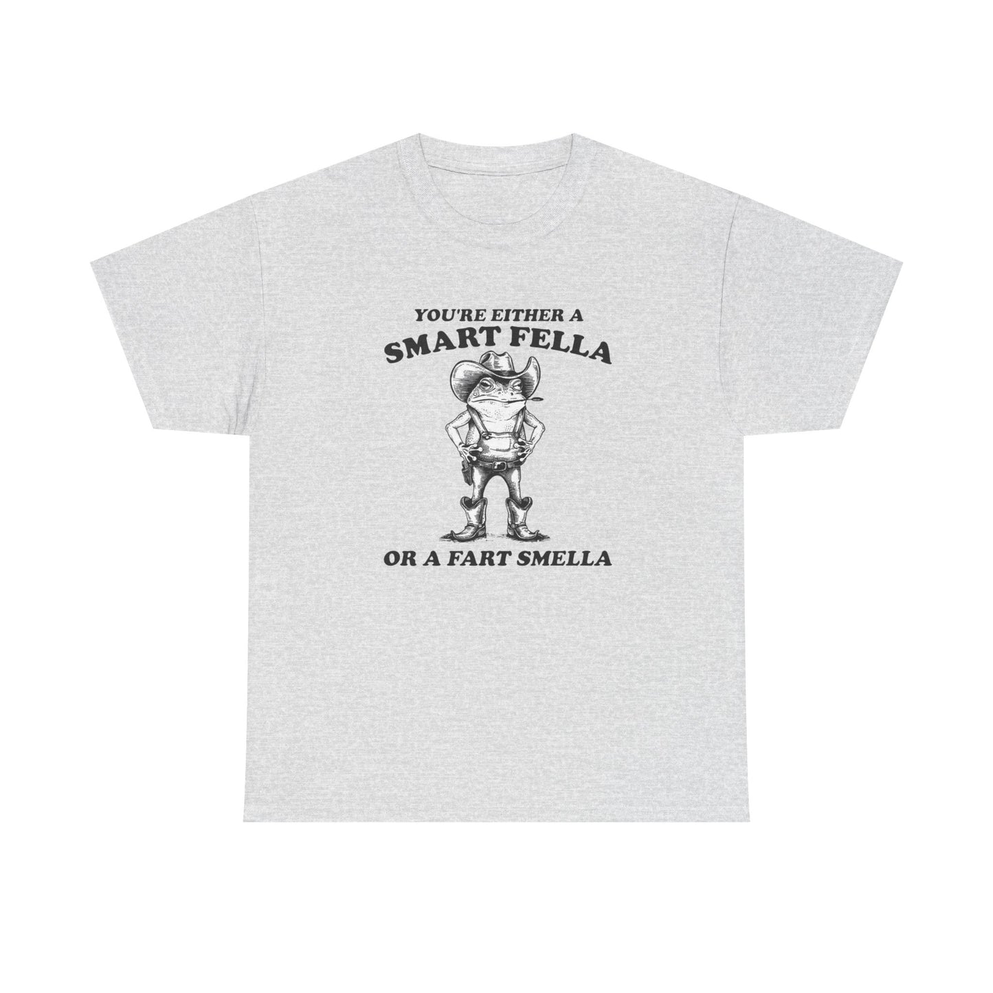 Smart Fella Or Fart Smella Funny Graphic T Shirt Unisex Heavy Cotton Tee