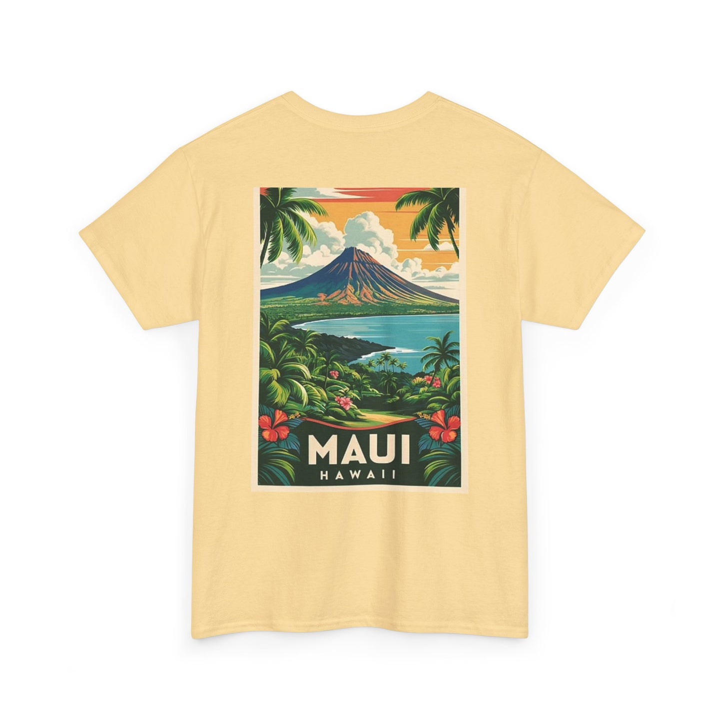 Hawaii  Maui Graphic T Shirt Retro Island Poster Unisex Heavy Cotton Tee