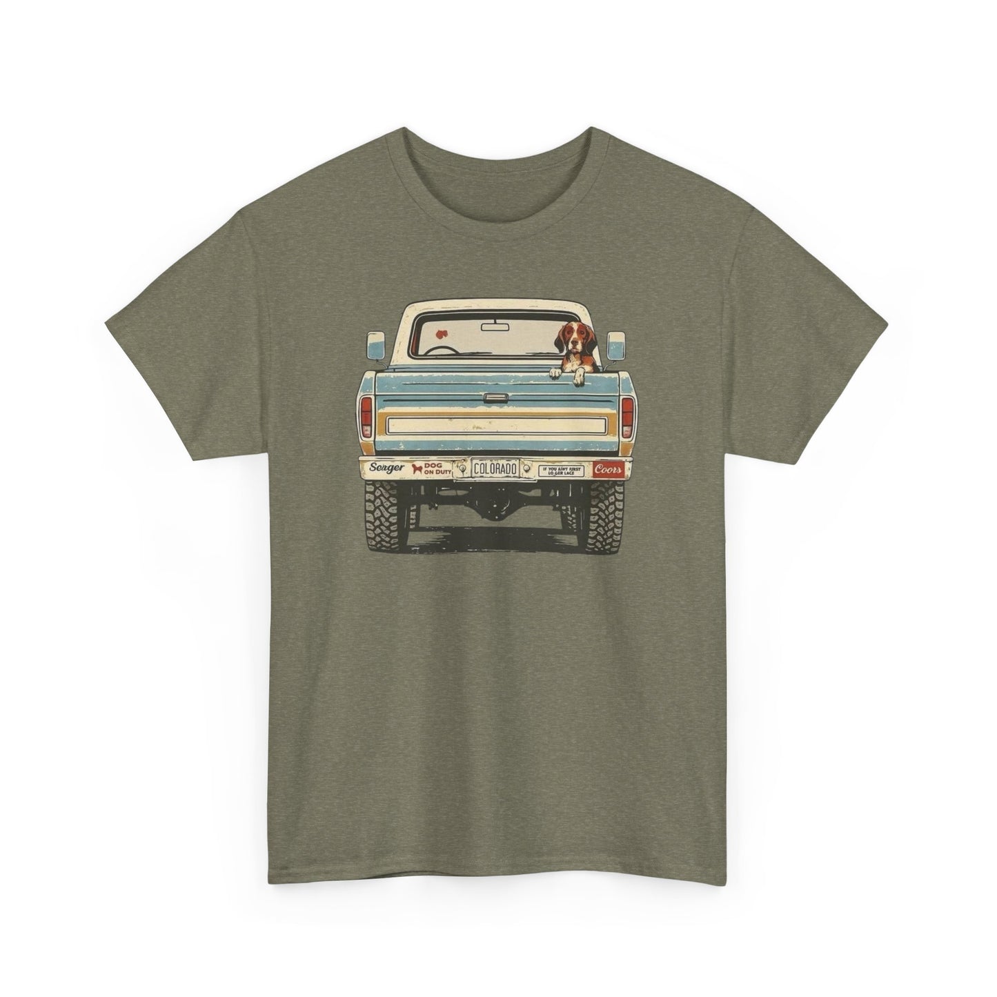 Mans Best Friend In Pickup Truck USA Graphic T Shirt NEW Unisex Heavy Cotton Tee