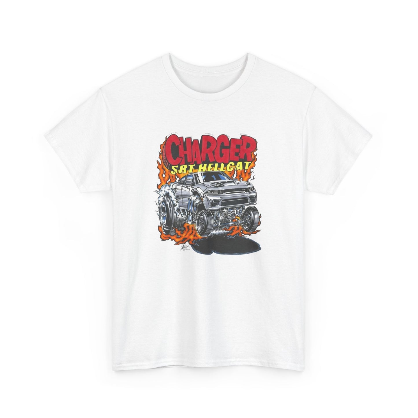 Dodge Charger Hellcat Graphic T Shirt Men's Heavy Cotton Tee
